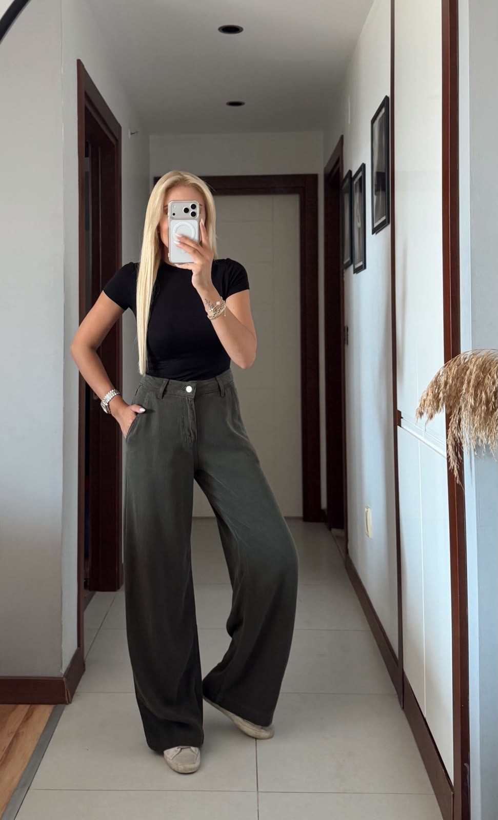 RHİN YEŞİL WİDE LEG TENSEL DENİM PANTOLON