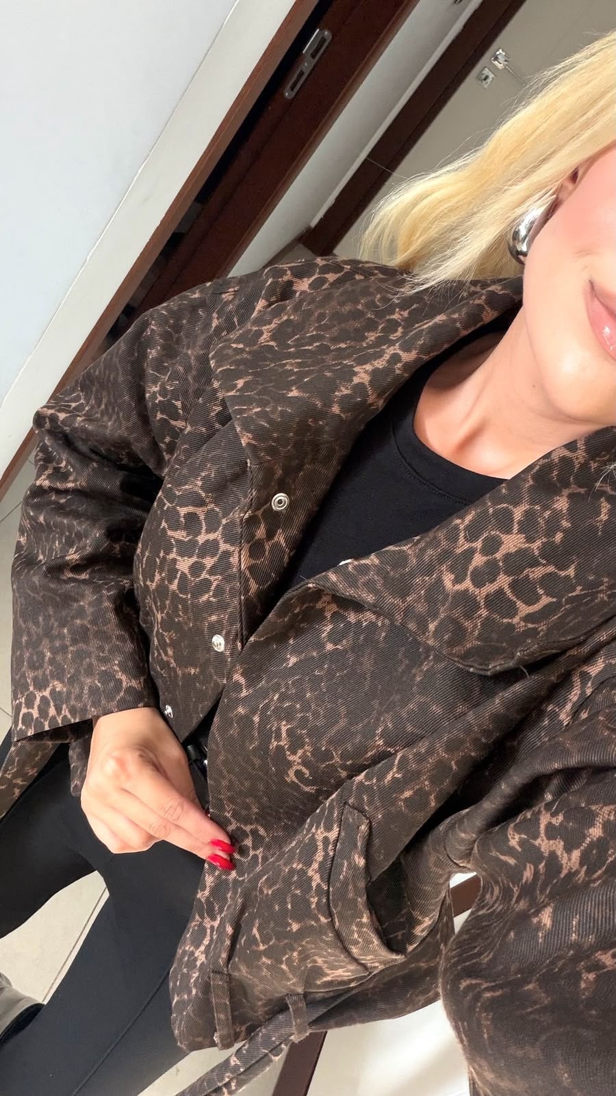 SELİNA LEOPAR DESEN GABARDİN CEKET