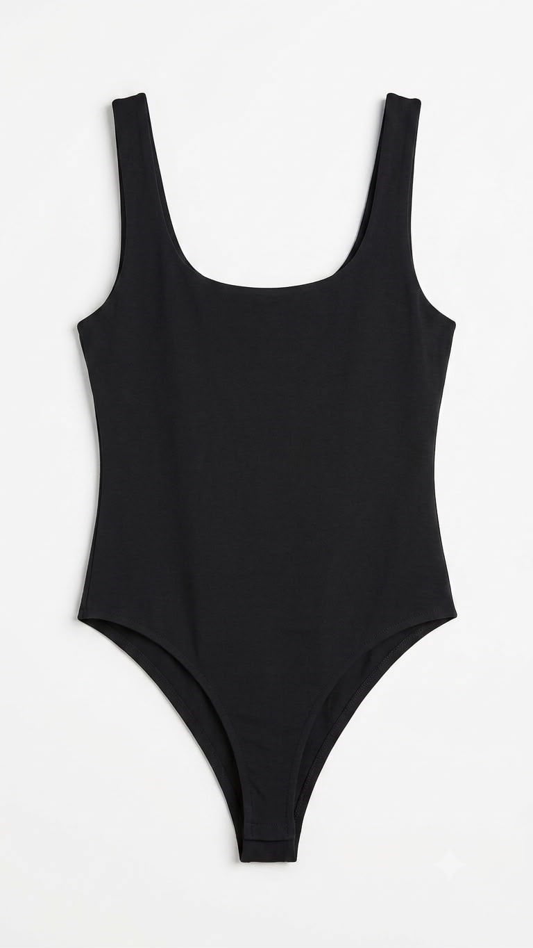 SİYAH ASKILI ÇIT ÇITLI BODYSUİT