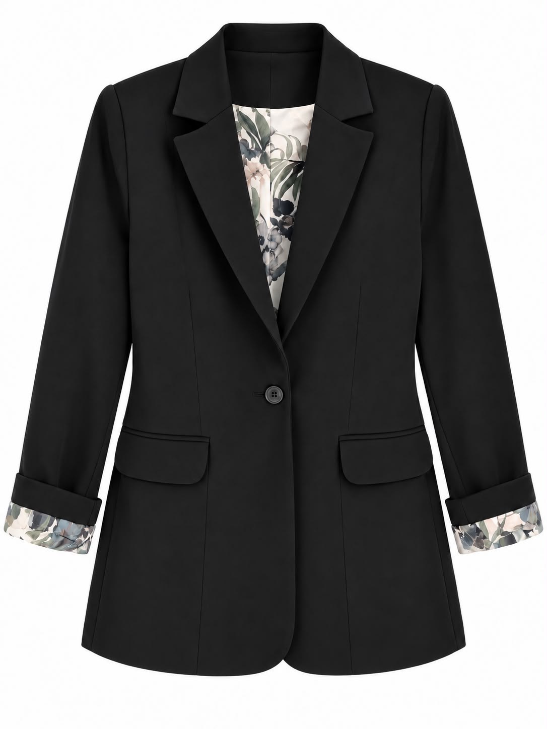 SİYAH İÇ ASTARI DESENLİ BLAZER CEKET