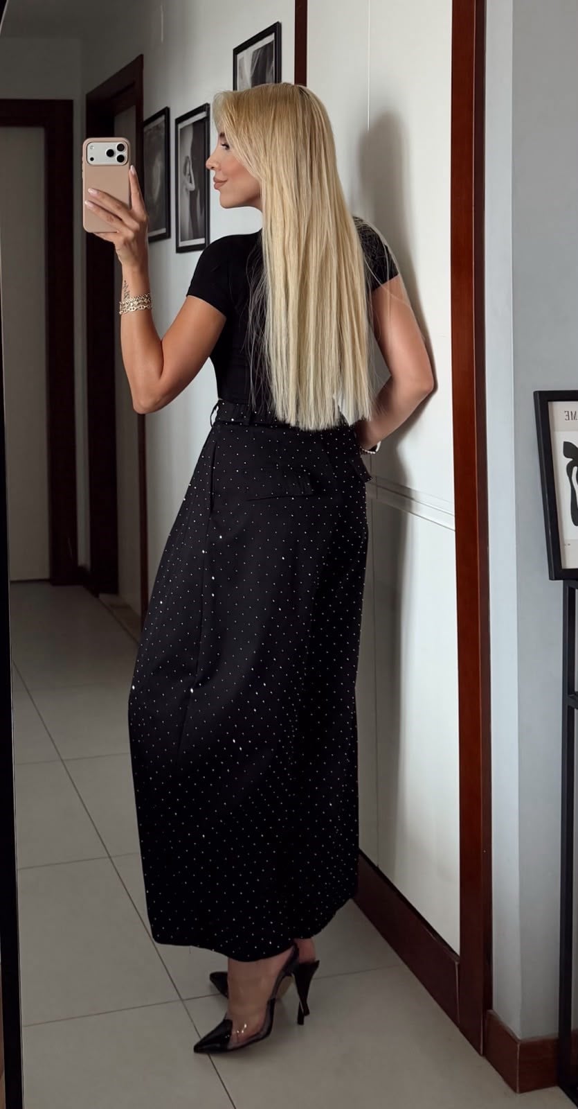 SİYAH İTHAL TAŞLI BALON PANTOLON