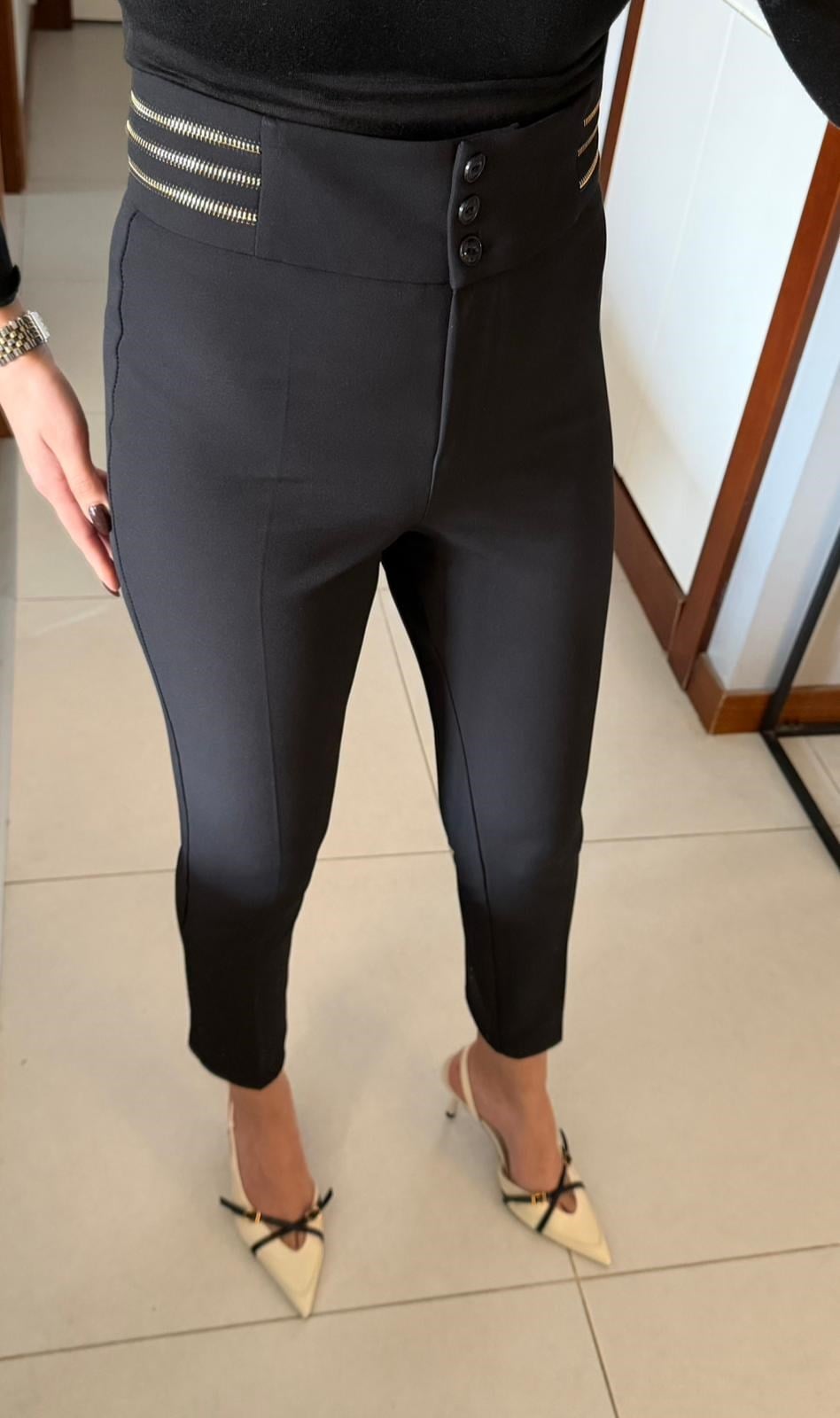 SİYAH PREMİUM BELİ FERMUAR DETAYLI PANTOLON
