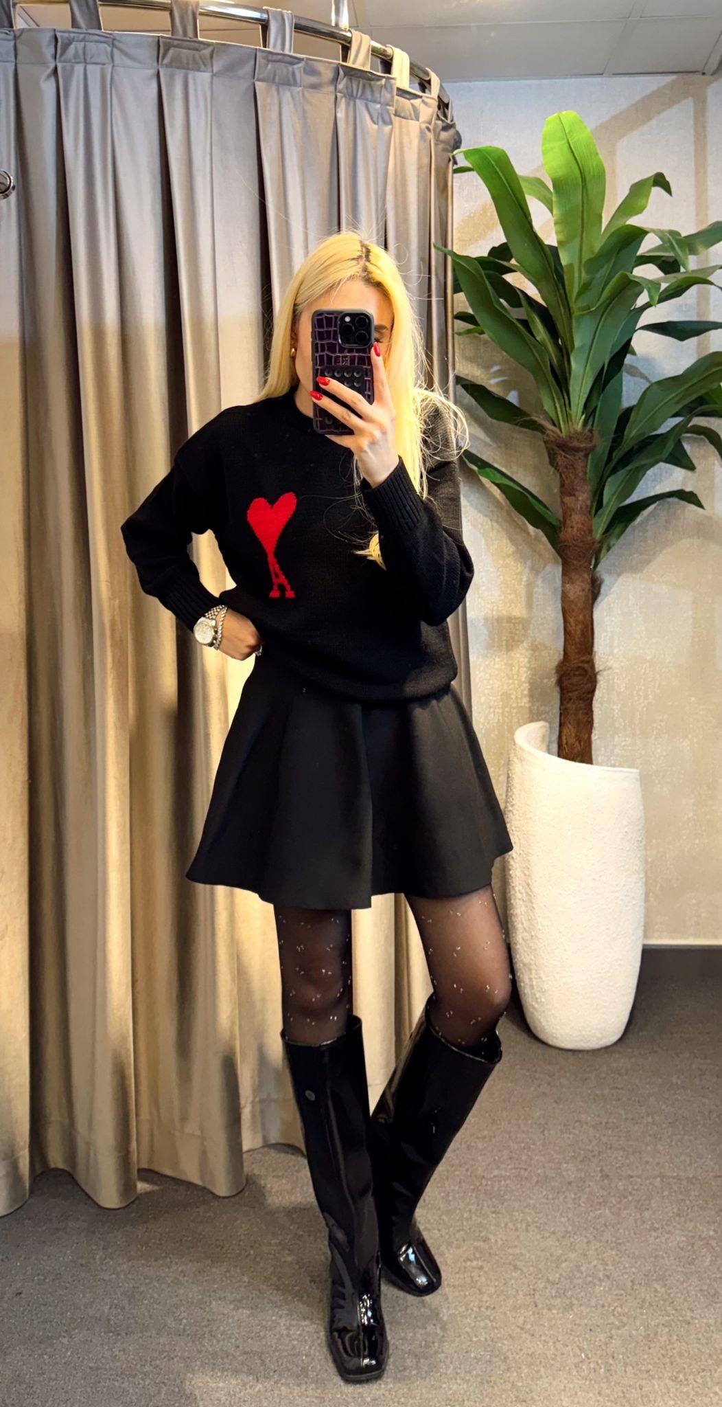 TRİKO VOLANLI ETEK ÇELİK ÖRME SİYAH