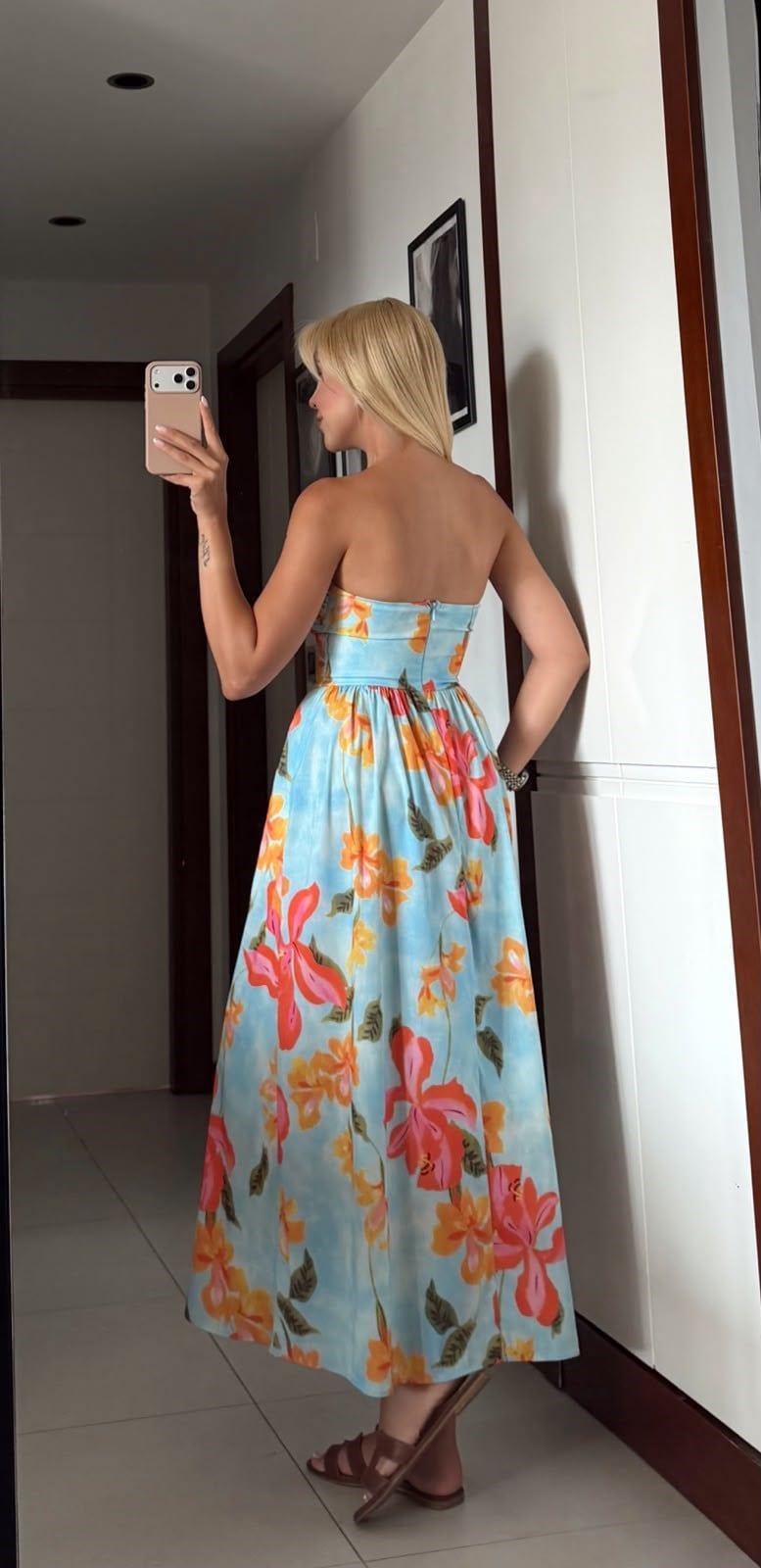 ZR MODEL ÇİÇEK DESENLİ MİDİ ELBİSE
