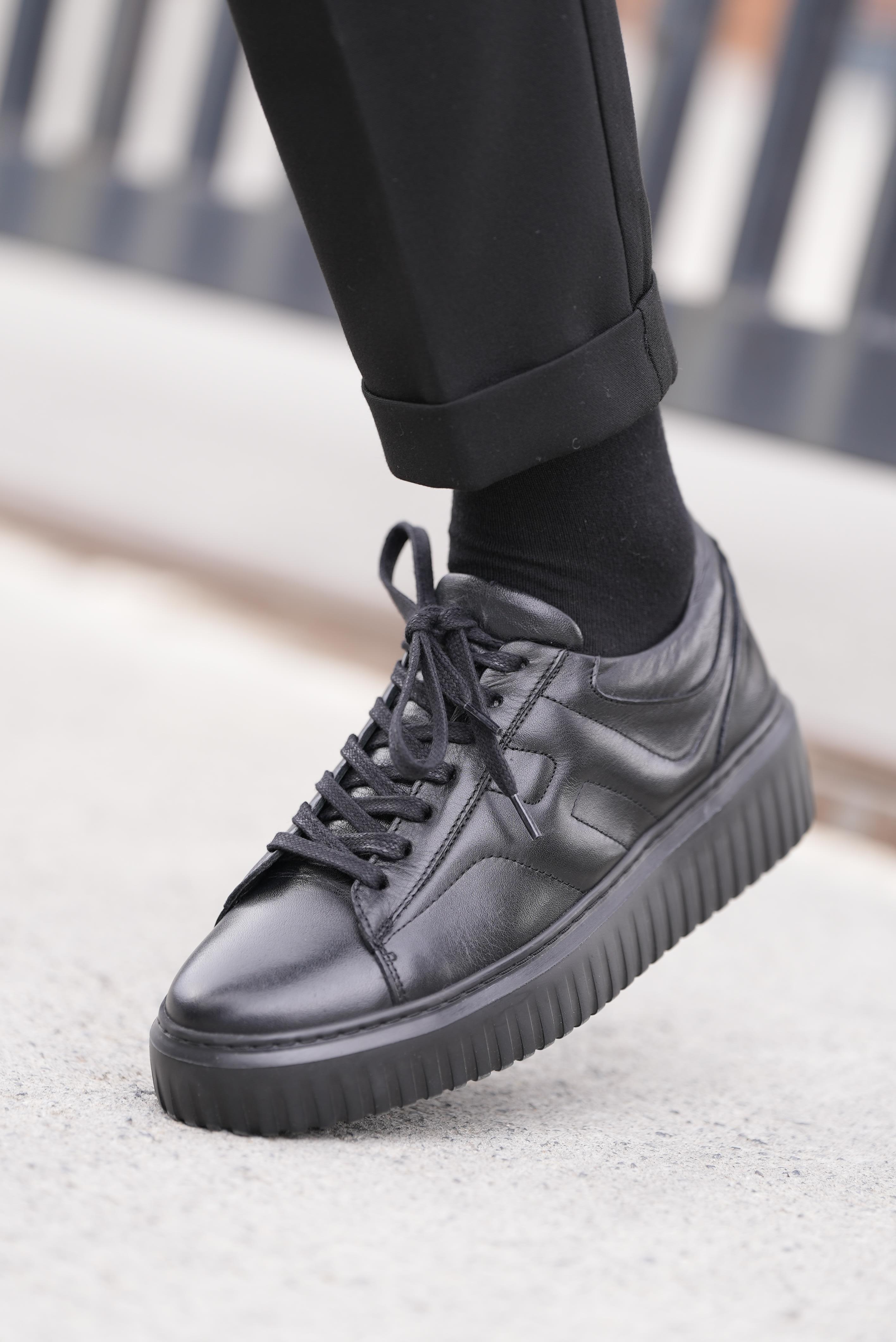 Dantes Model Hakiki Deri El Yapımı Erkek Siyah Günlük Sneaker