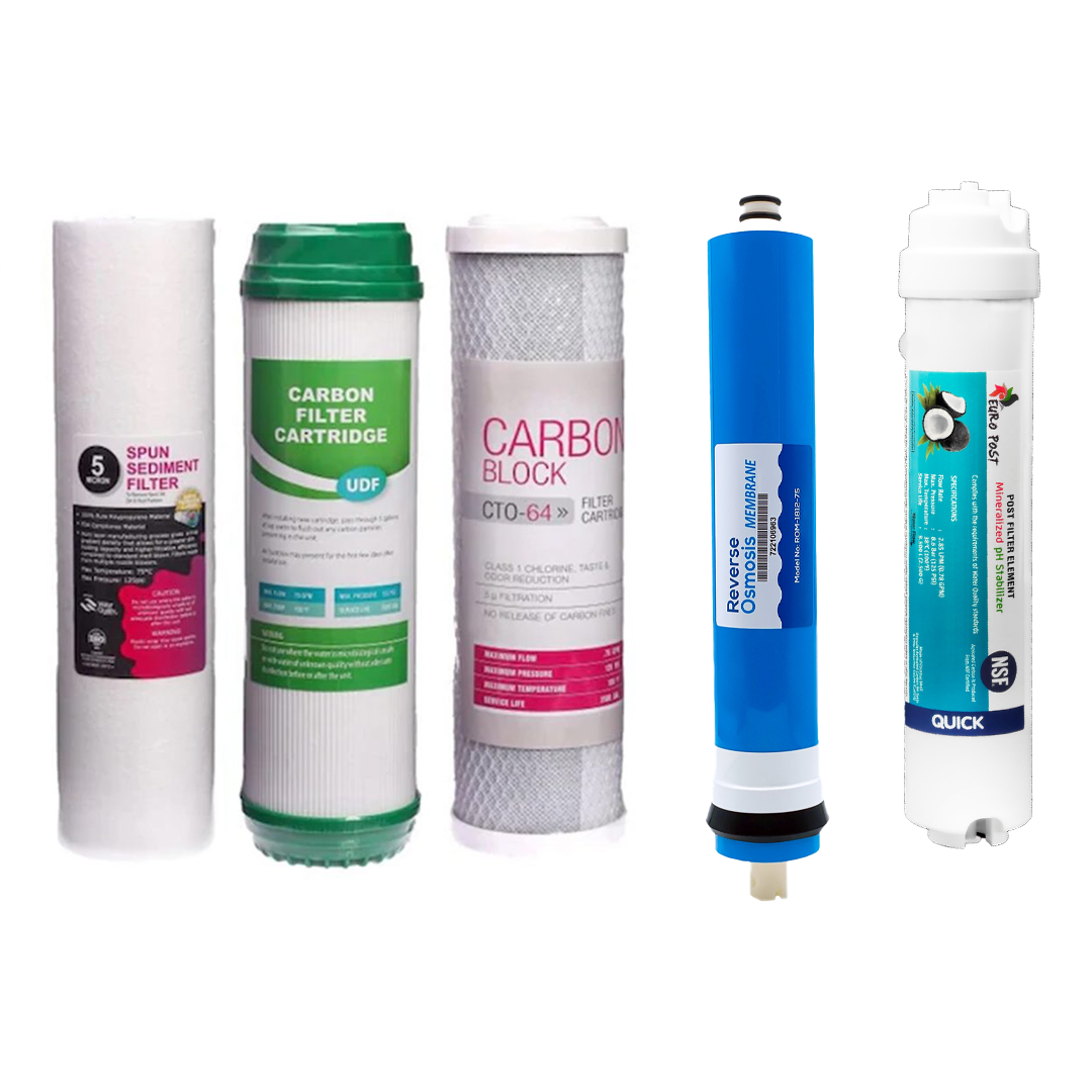 150 GPD Membran Filtreli 5'li Su Arıtma Filtresi Seti