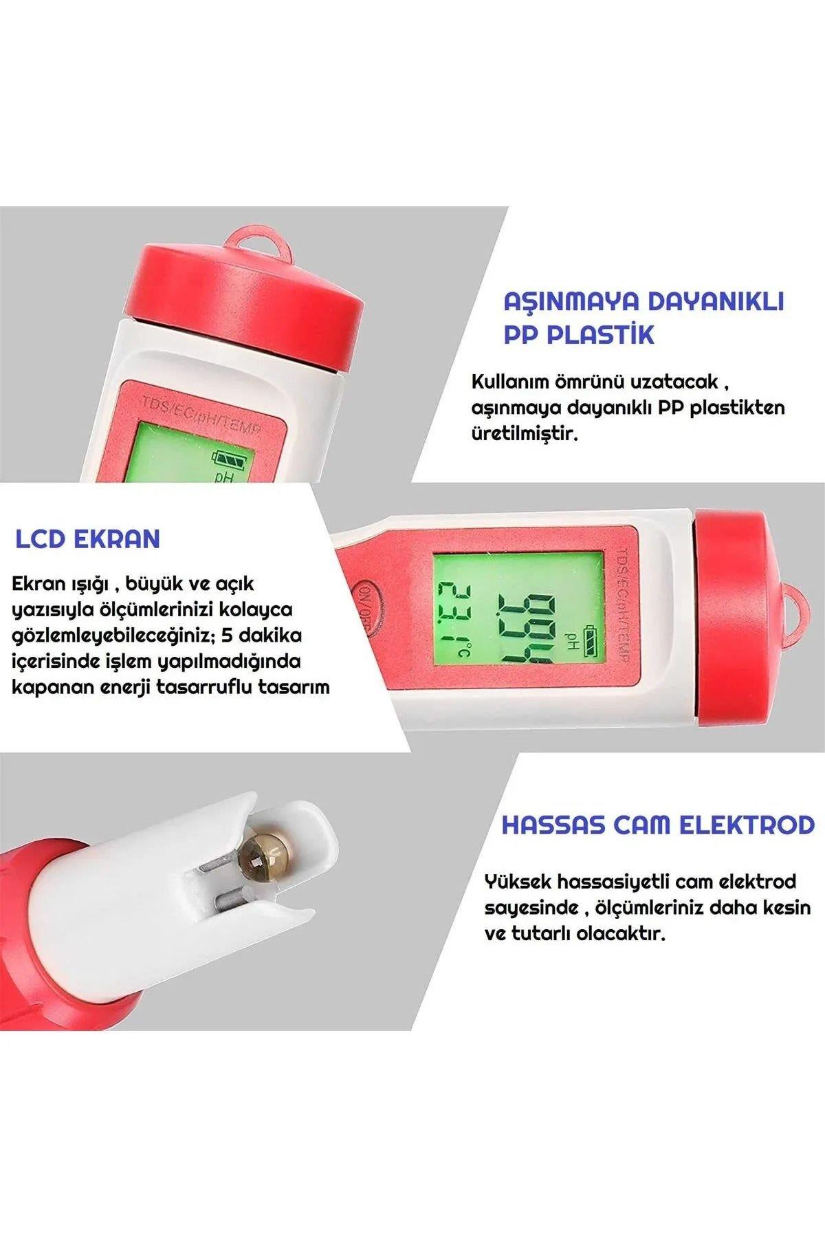 4ü 1 Arada Ph/Ec/TdsMetre/Sıcaklık Ölçüm Cihazı