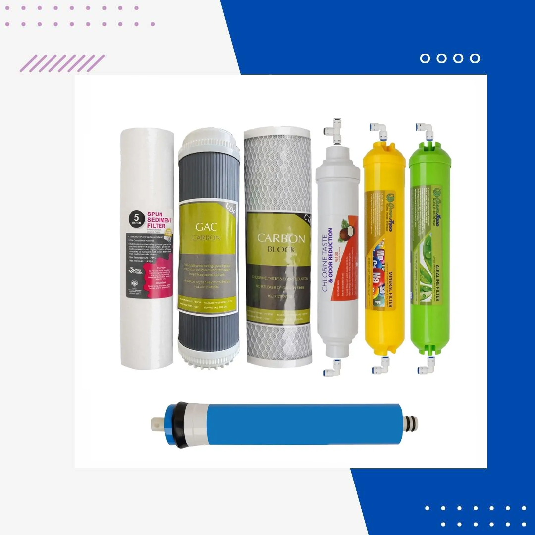 Açık Kasa Su Arıtma Cihazı 7li Filtre Seti (Çift Karbon)