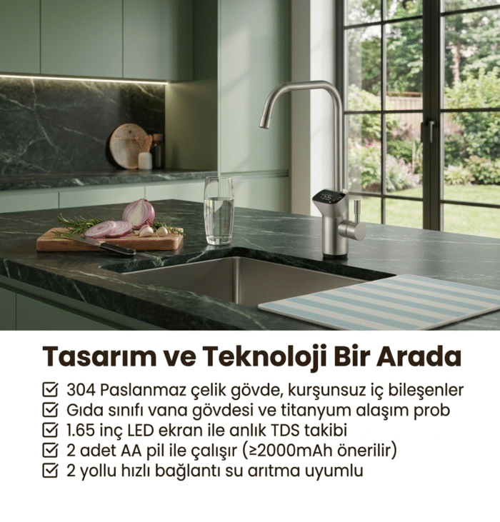 Akıllı Su Arıtma Musluğu – Anlık TDS Ölçüm LED Ekran Filtre Hatırlatıcılı