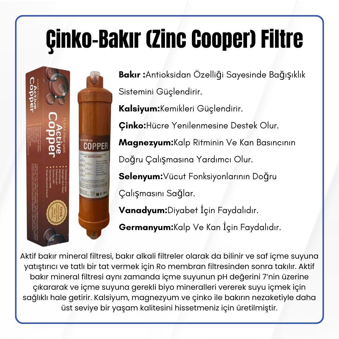 Aquatime Alkali ph 8,5 Çinko-Bakır (Zinc Cooper) Su Arıtma Cihazı