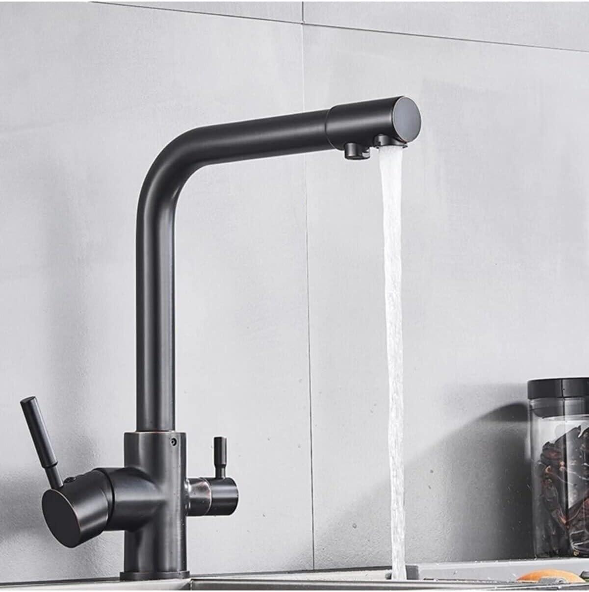 Arıtmalı 3 Yollu Musluk Mutfak Bataryası Gri