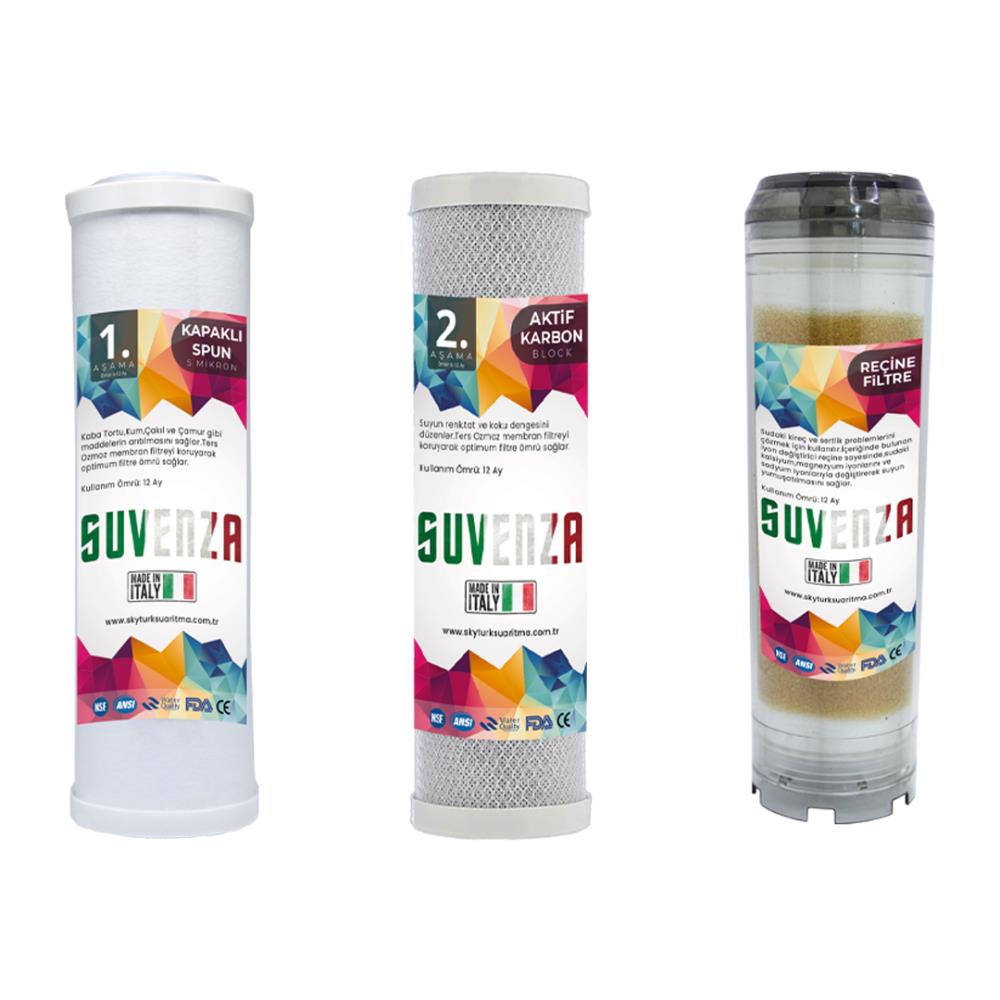 Atlas Daire ve Bina Girişi 3 Aşamalı Su Yumuşatma Cihazı (Spun - Blok - Reçine) Yedek Filtre Seti