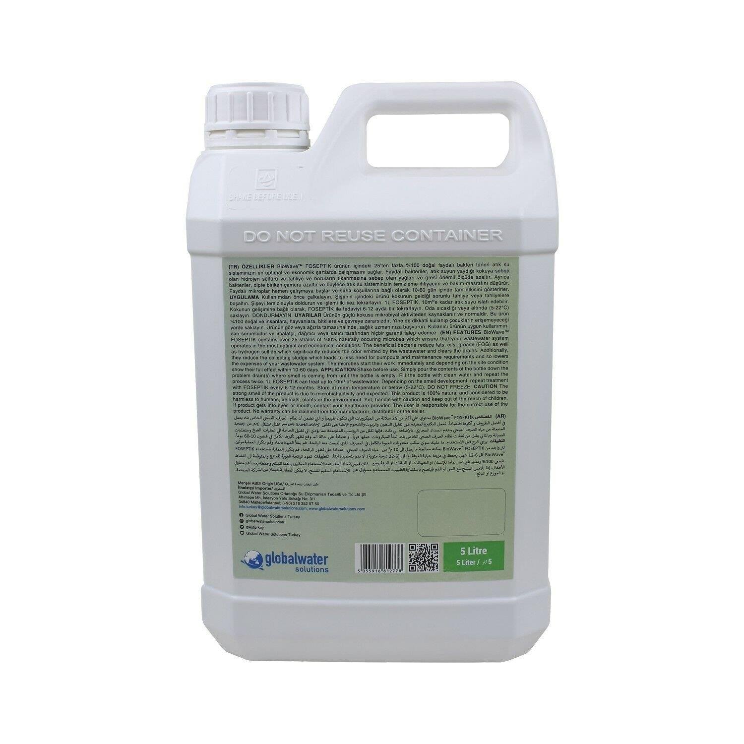 Biowave Foseptik Tanklar Koku ve Atık Giderici 5 Litre