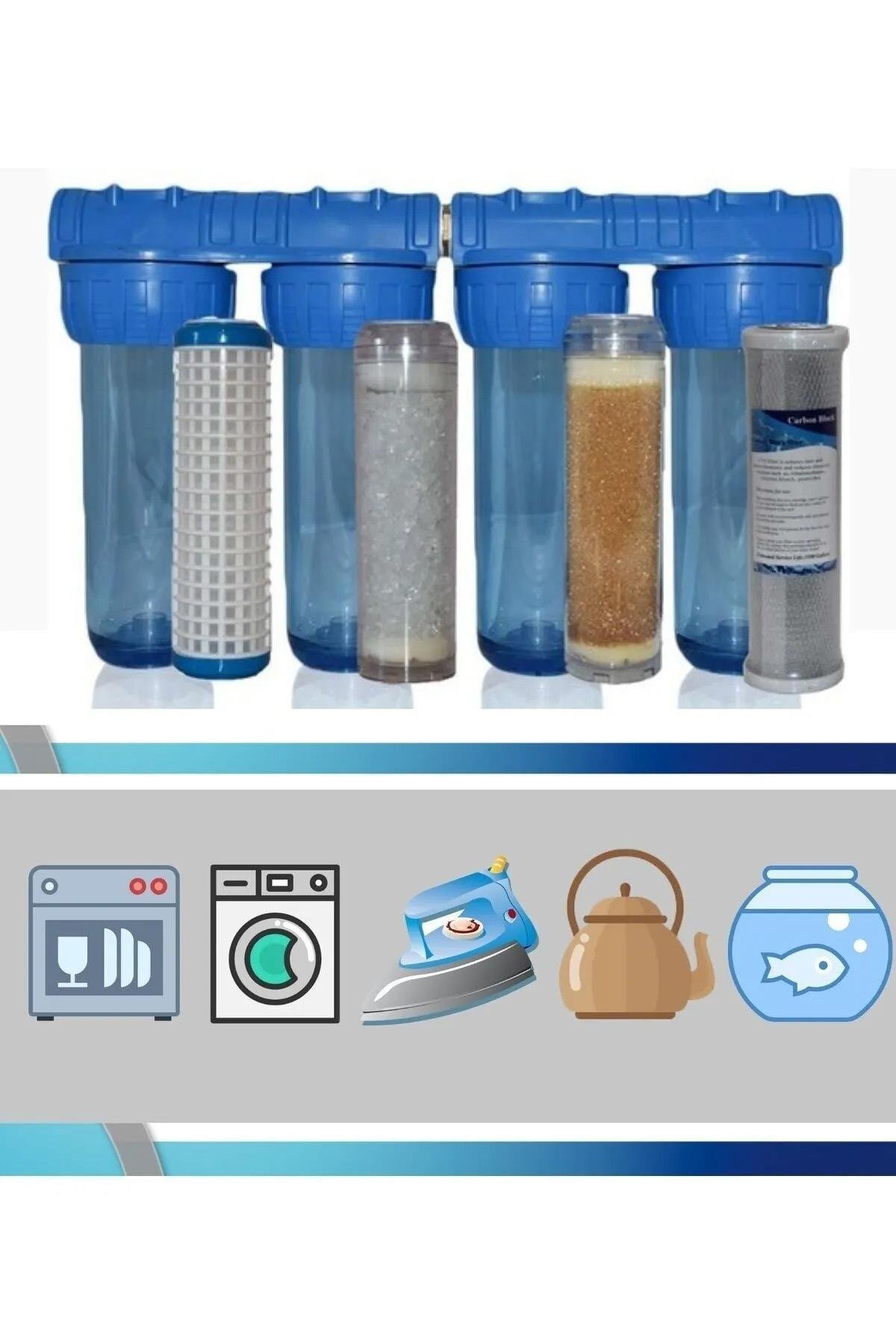 Daire Bina Sayaç Girişi 4 Aşama Arıtma Seti 10’’ Ağır Kireç Önleyici Yumuşatma Sistemi