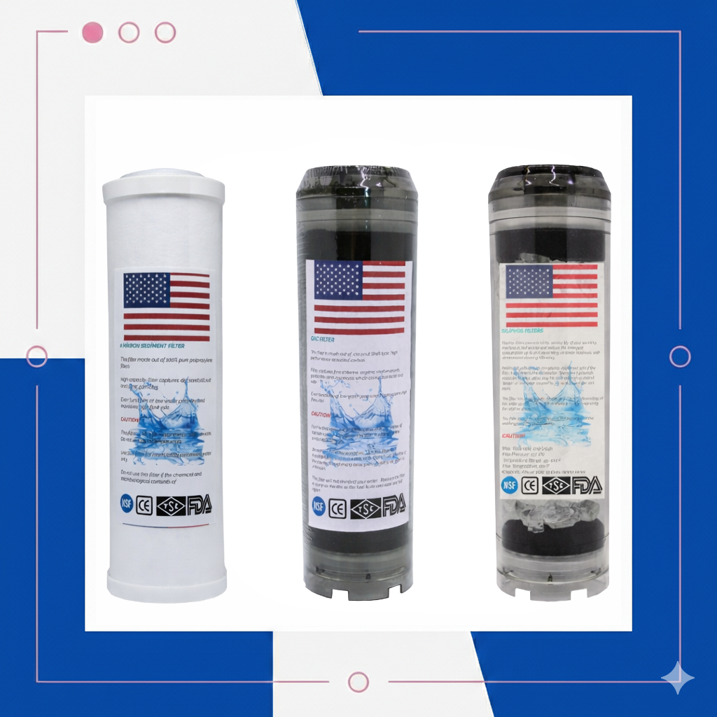 Daire Girişi Su Arıtma Cihazı Üçlü Filtre Seti (Kapaklı Spun - Gac Plus - Silifoz)