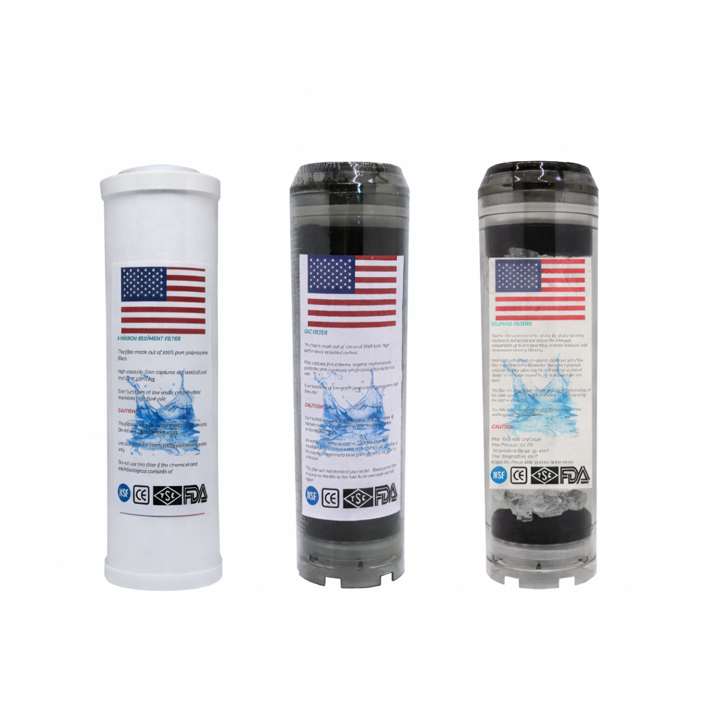 Daire Girişi Su Arıtma Cihazı Üçlü Filtre Seti (Kapaklı Spun - Gac Plus - Silifoz)