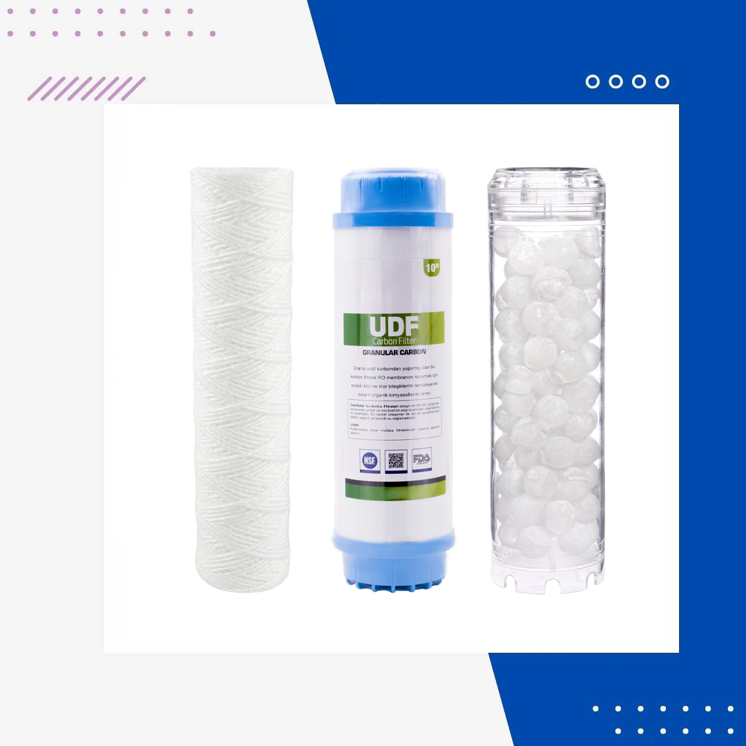 Daire Girişi Su Arıtma Silifozlu Tip Yedek Filtresi 3 lü Filtre