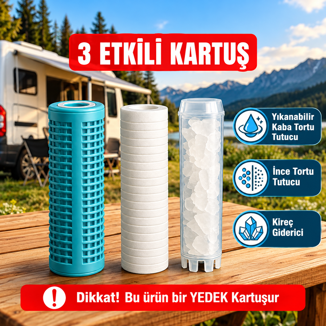 Karavan Su Deposu Üç Etkili Filtre Yedek Kartuşu