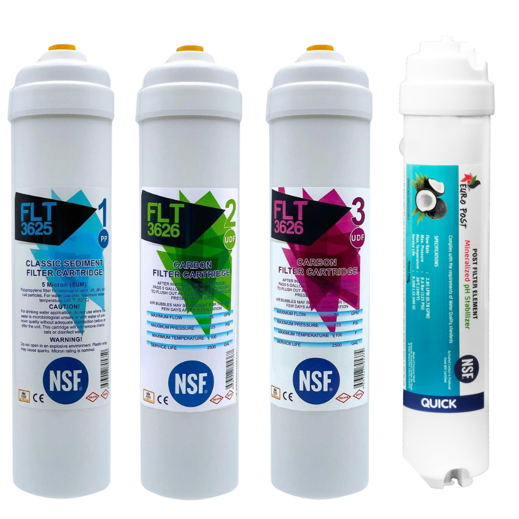 NSF Onaylı Inline 4'lü Filtre Seti | Yıllık Su Arıtma Filtresi Seti