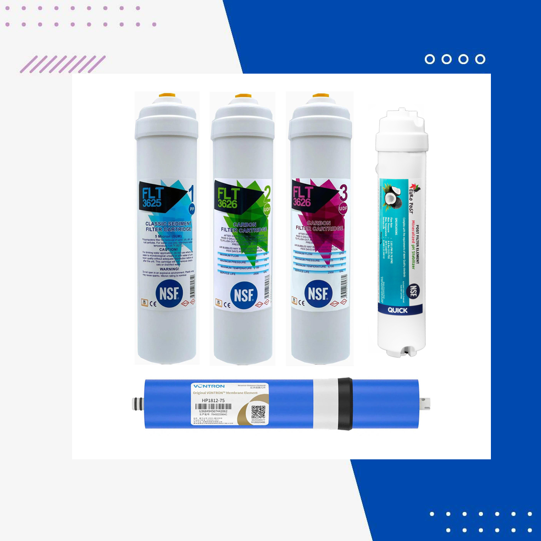 NSF Sertifikalı Kapalı Kasa 5li Filtre Seti Yüksek Tds Vontron Membranlı
