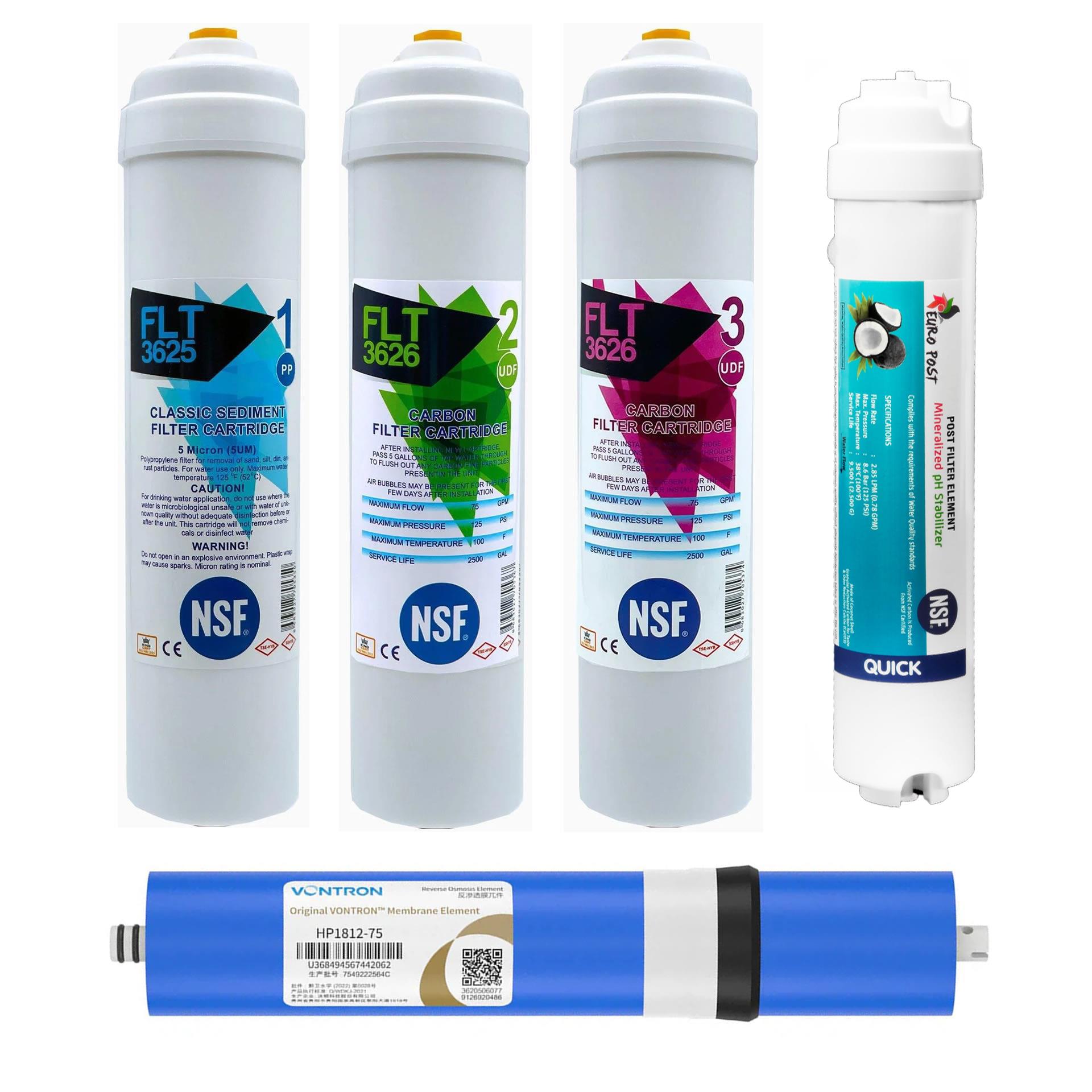 NSF Sertifikalı Kapalı Kasa 5li Filtre Seti Yüksek Tds Vontron Membranlı