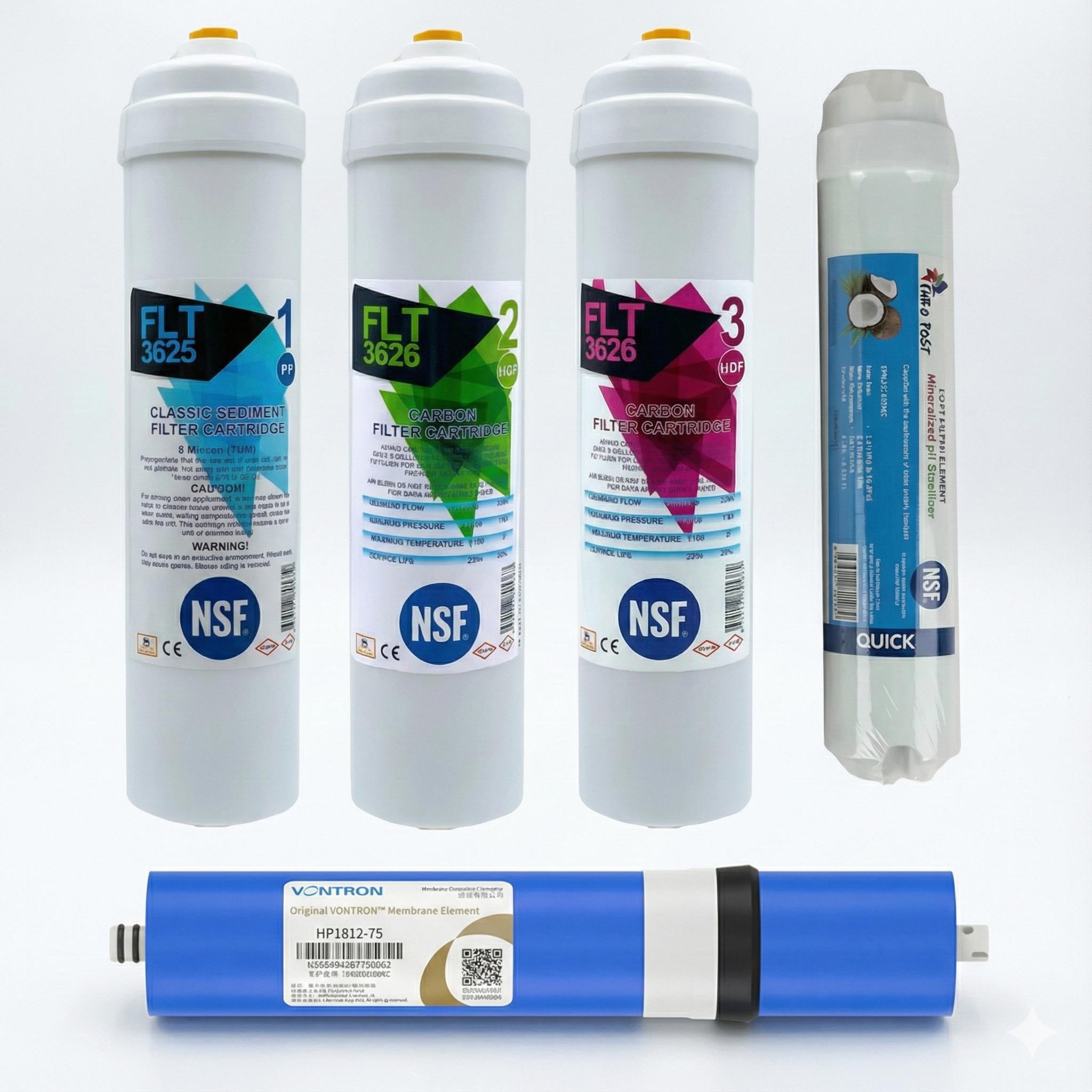 NSF Sertifikalı Kapalı Kasa Su Arıtma Cihazı 5li Filtre Seti Yüksek Tds Vontron Membranlı