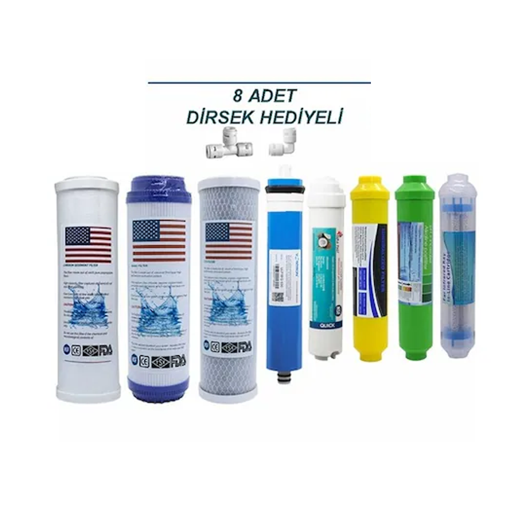 Su Arıtma 8'li Filtre Seti Vontron Membran Mineral Alkalin Detox