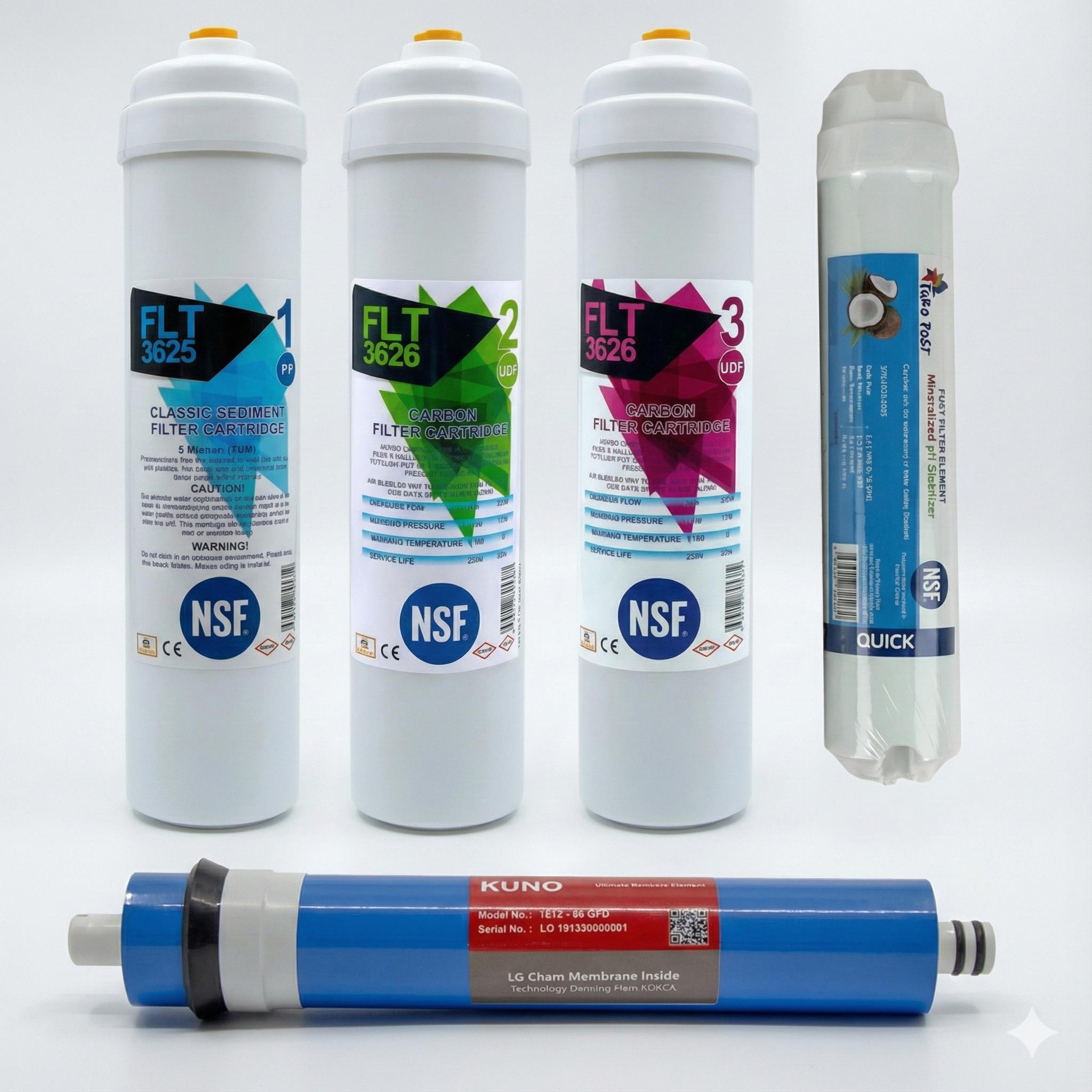 Su Arıtma Cihazı Filtresi NSF Onaylı 5'li Kuno Membranlı Filtre Seti