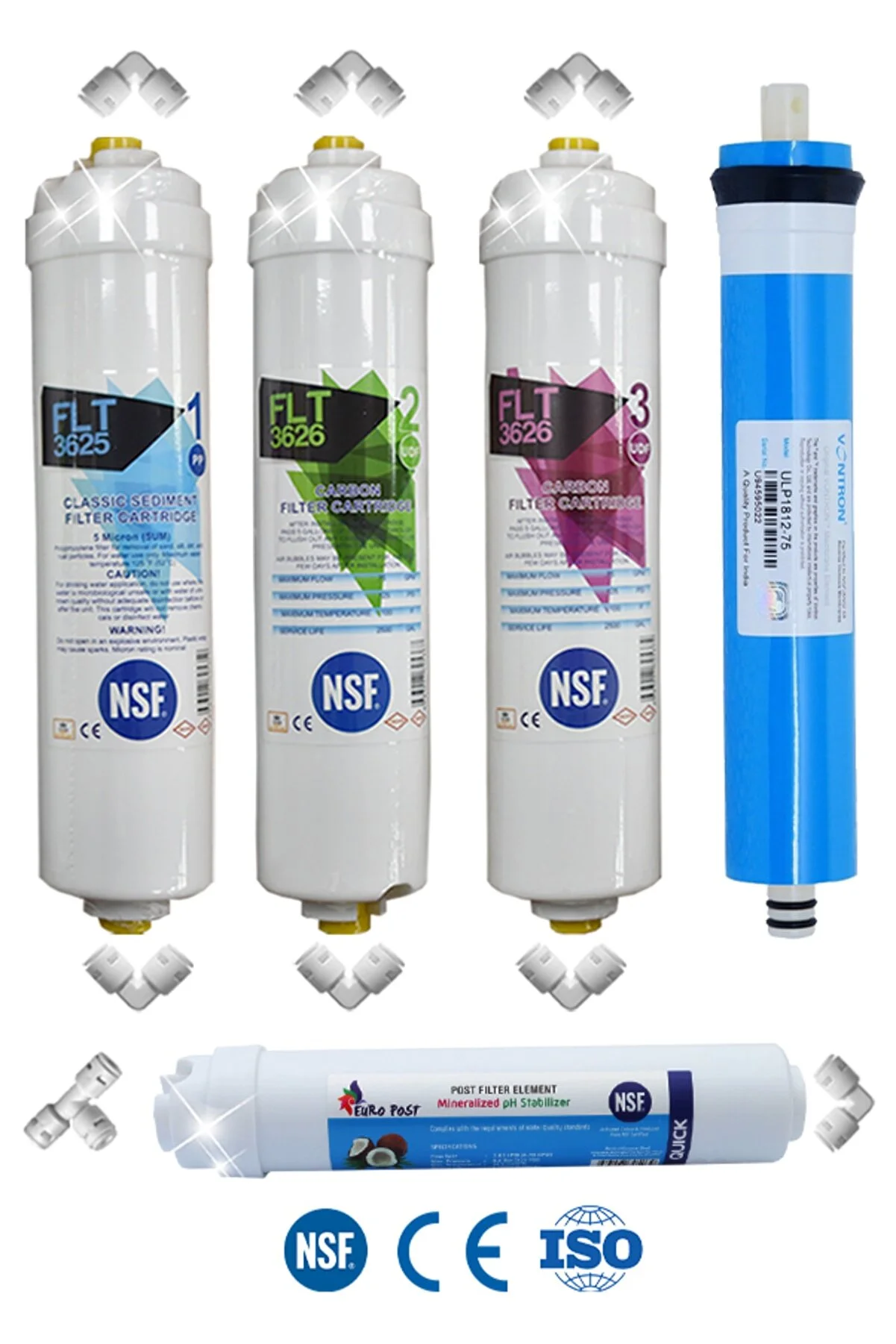 Su Arıtma Cihazı Yeni Nsf'li Özel Seri 5 Aşamalı Vontron Membranlı İnline Filtre Seti