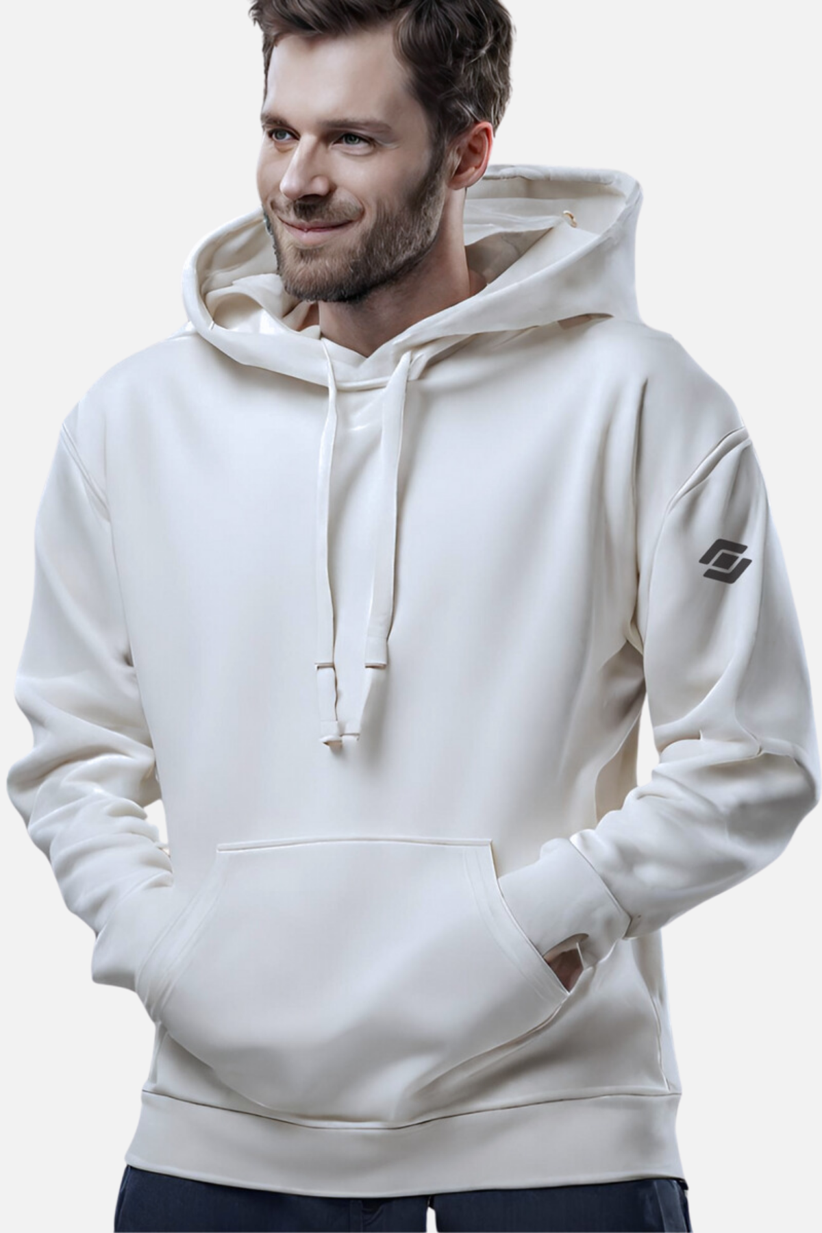 Scooter Kapşonlu Kanguru Cepli Ekru Erkek Sweatshirt M1518TE