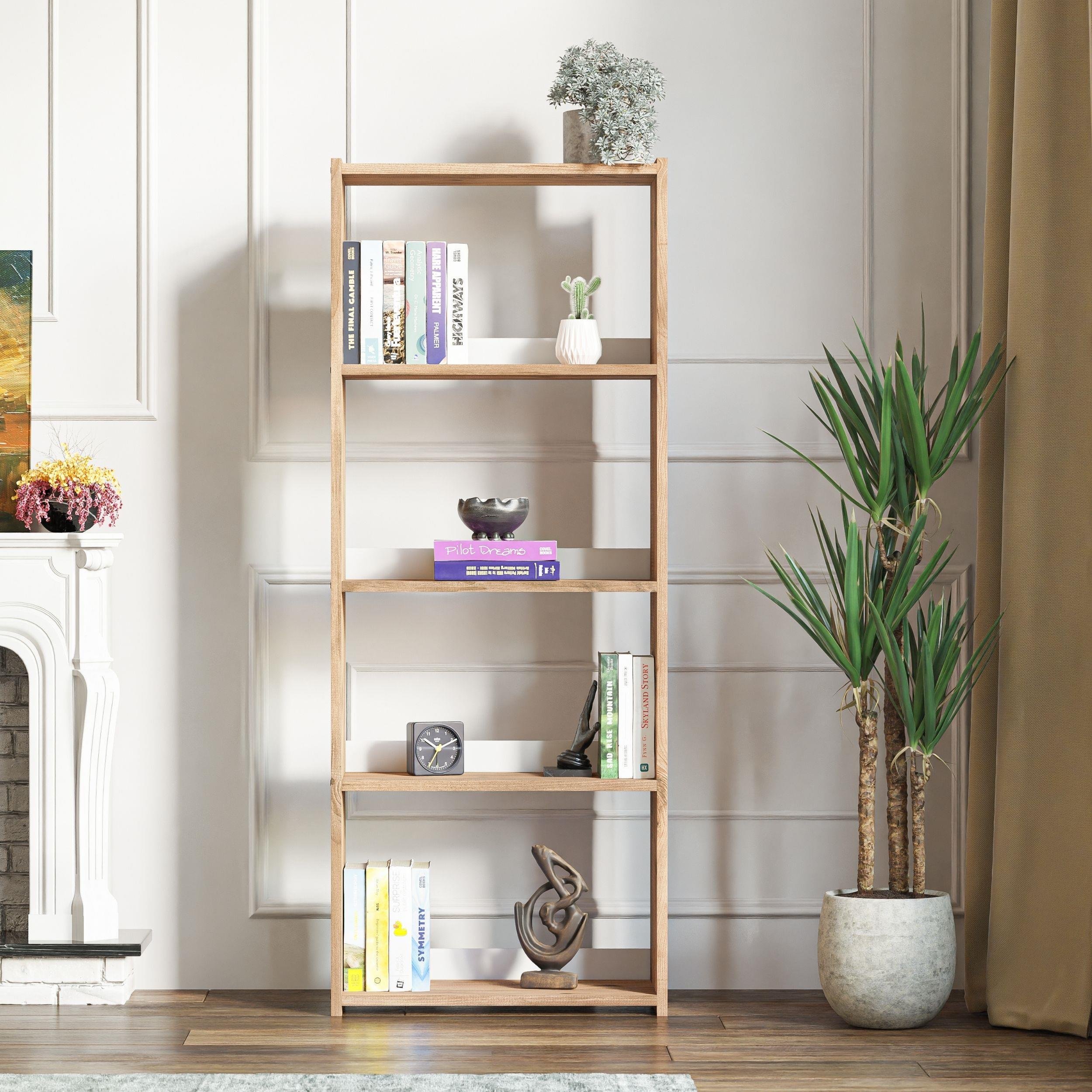  KTS3E Modern 5 Raflı Kitaplık - 54x155cm - Çam