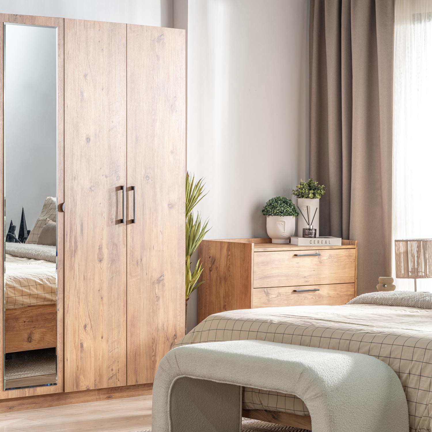 Ceramical GR3 Yatak Odası Gardrobu 3 Kapaklı - Çam
