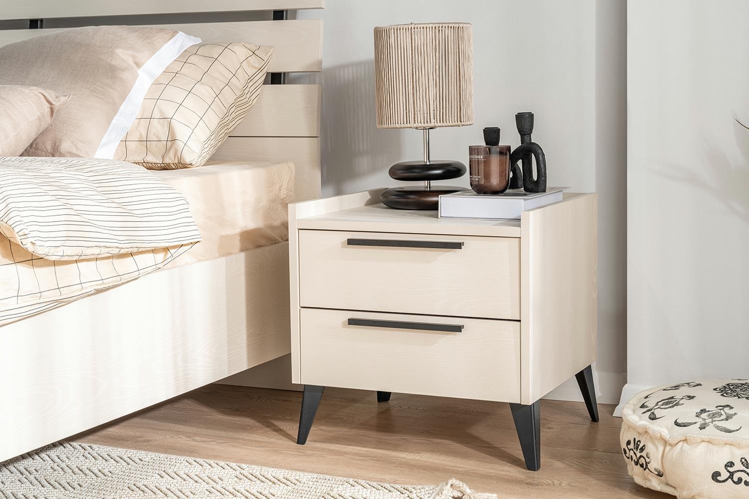 Ceramical KM1 2 Çekmeceli Komodin - Vizon Bej
