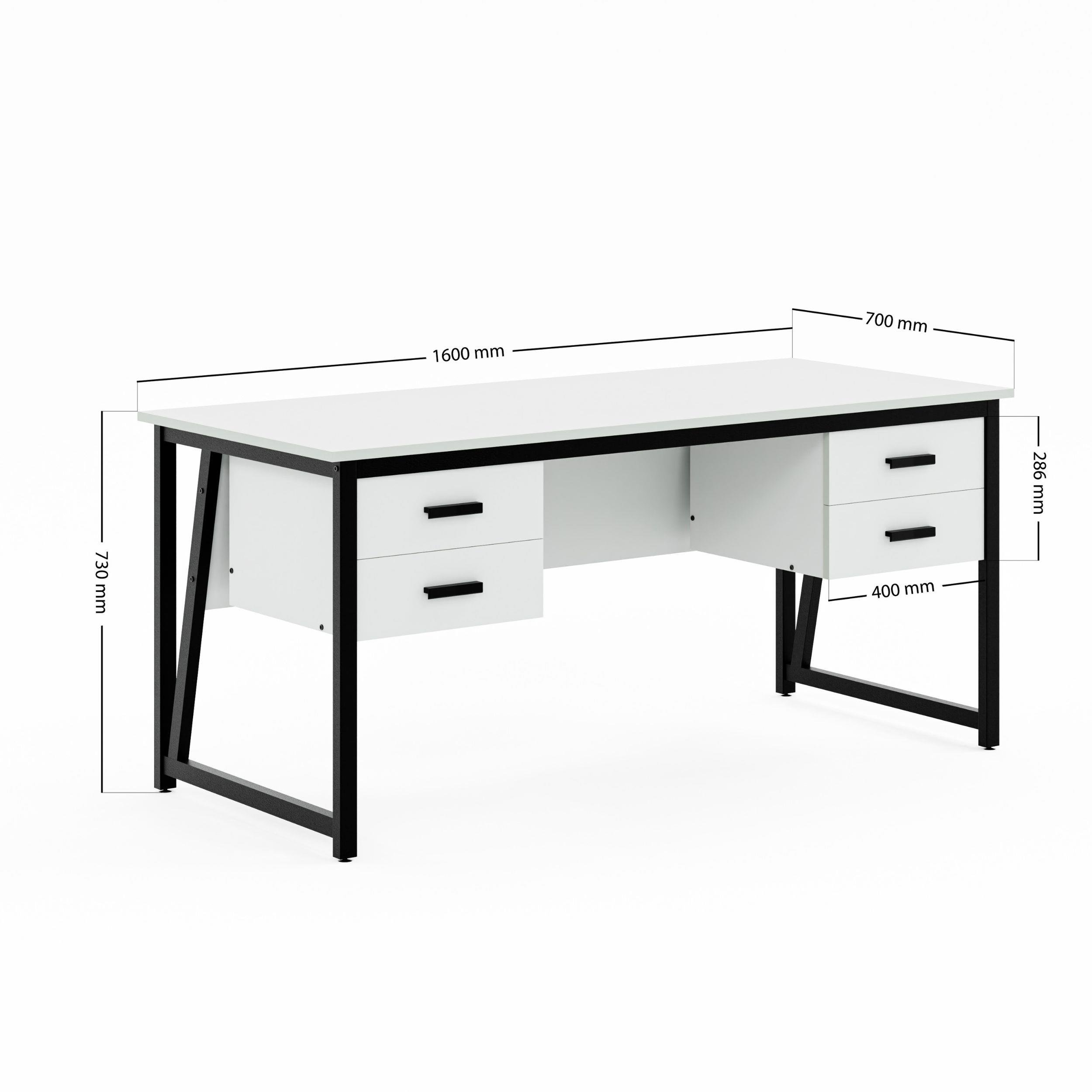 Ceramical MS2C Çalışma Masası,Ofis Masası - 4 Çekmeceli - 70x160 Cm - Beyaz