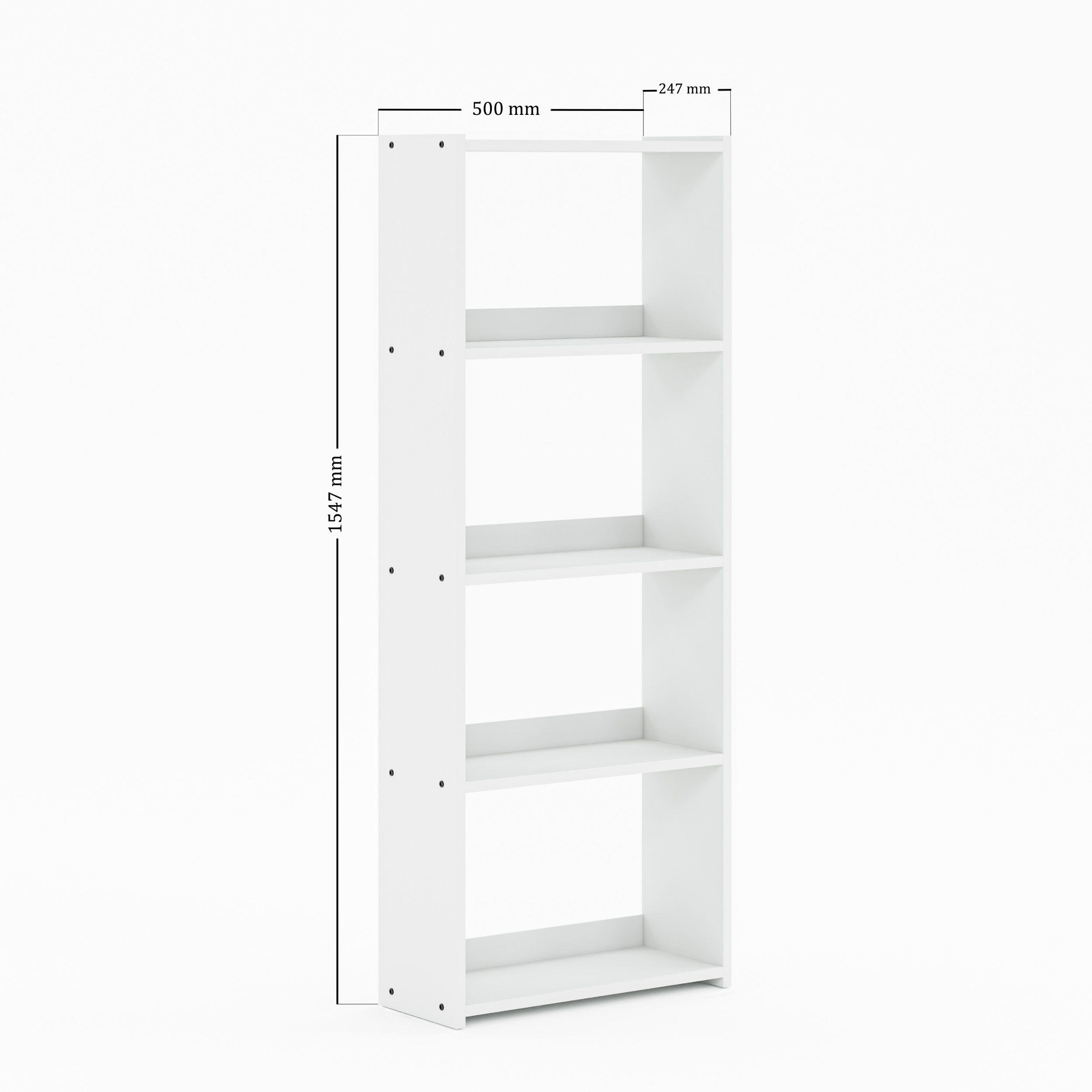 KTS3E Modern 5 Raflı Kitaplık - 54x155cm - Beyaz