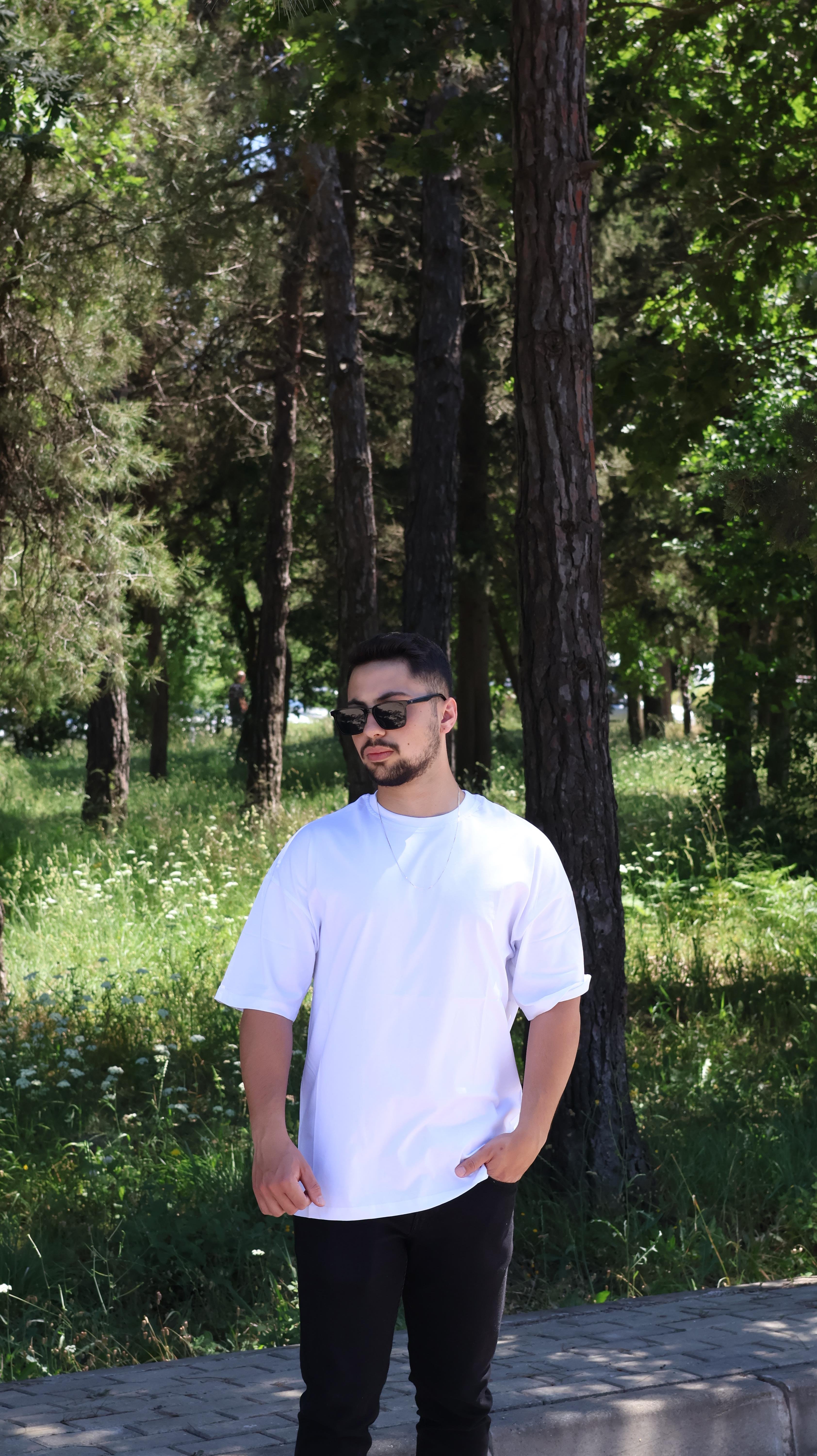 %100 Pamuk Beyaz Oversize T-shirt