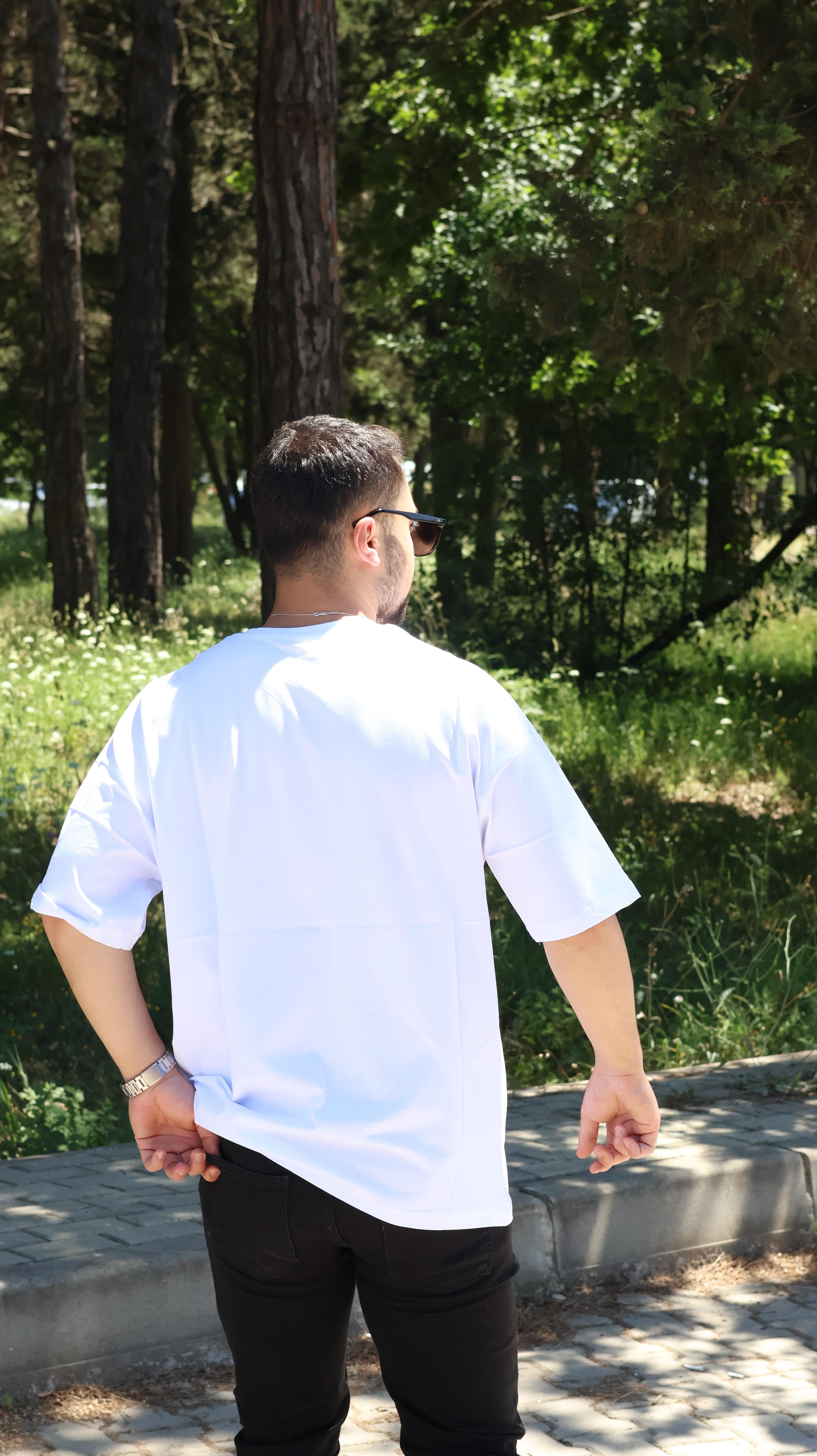 %100 Pamuk Beyaz Oversize T-shirt