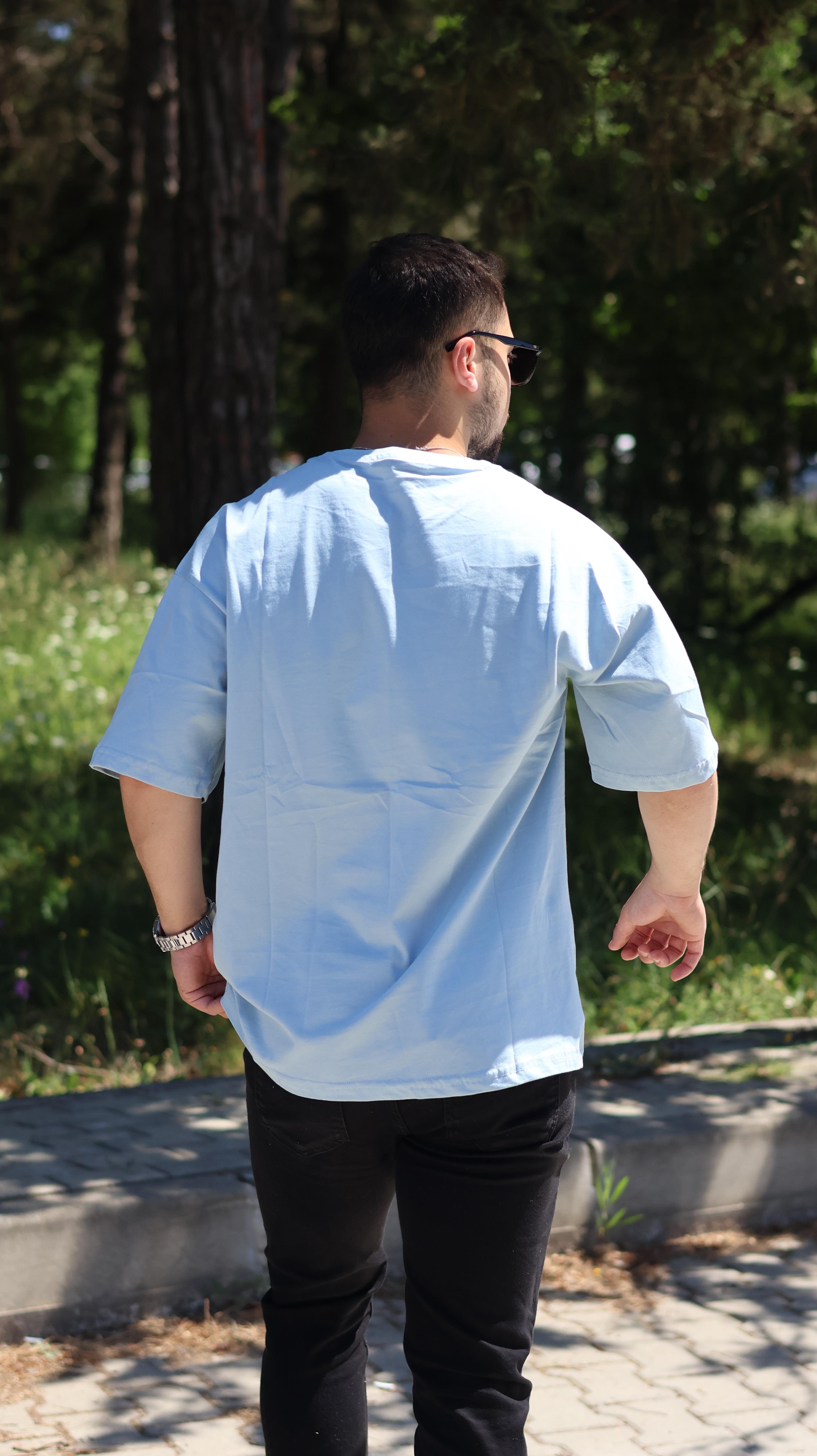 %100 Pamuk Buzmavisi Oversize T-shirt