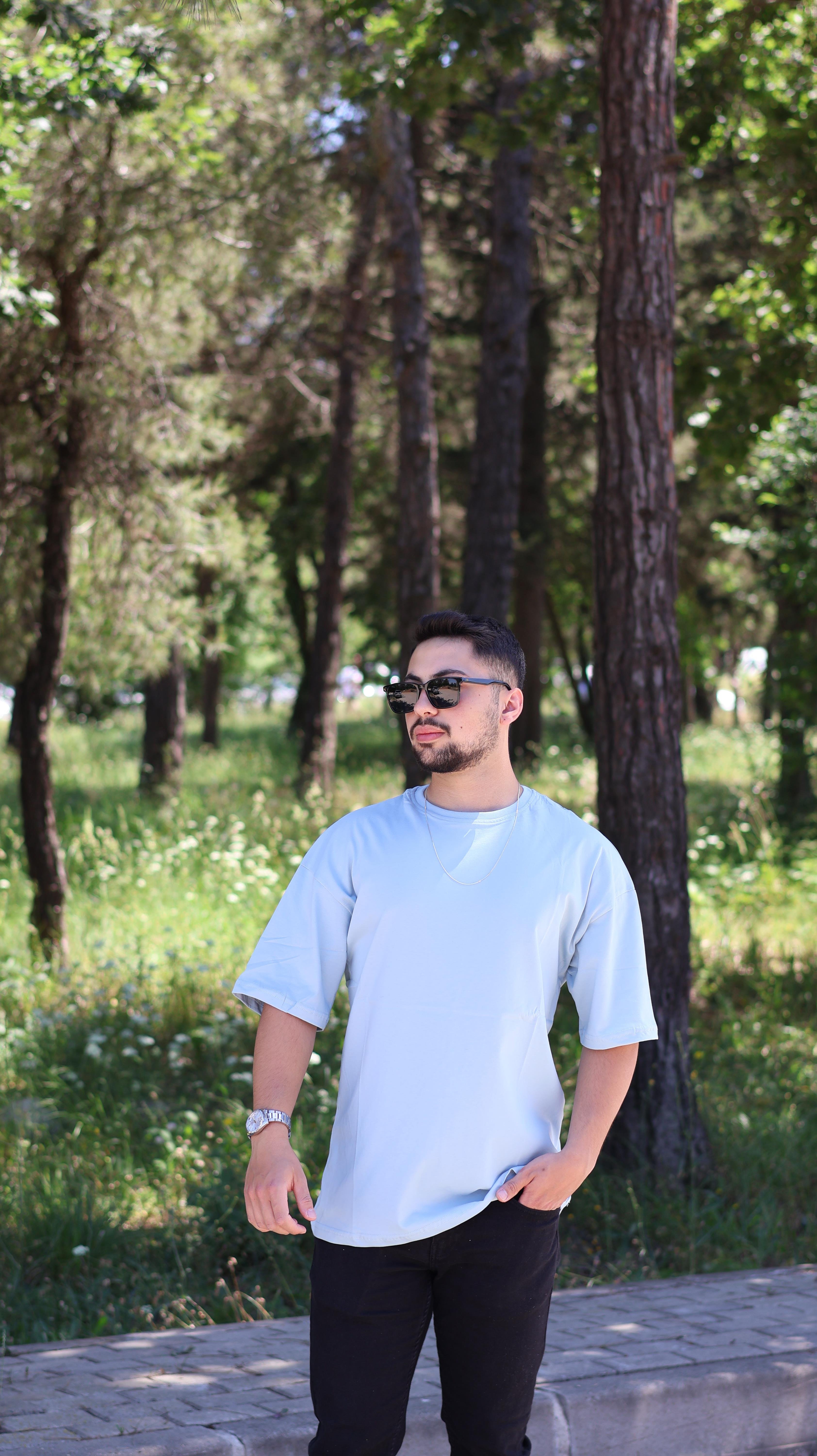 %100 Pamuk Buzmavisi Oversize T-shirt