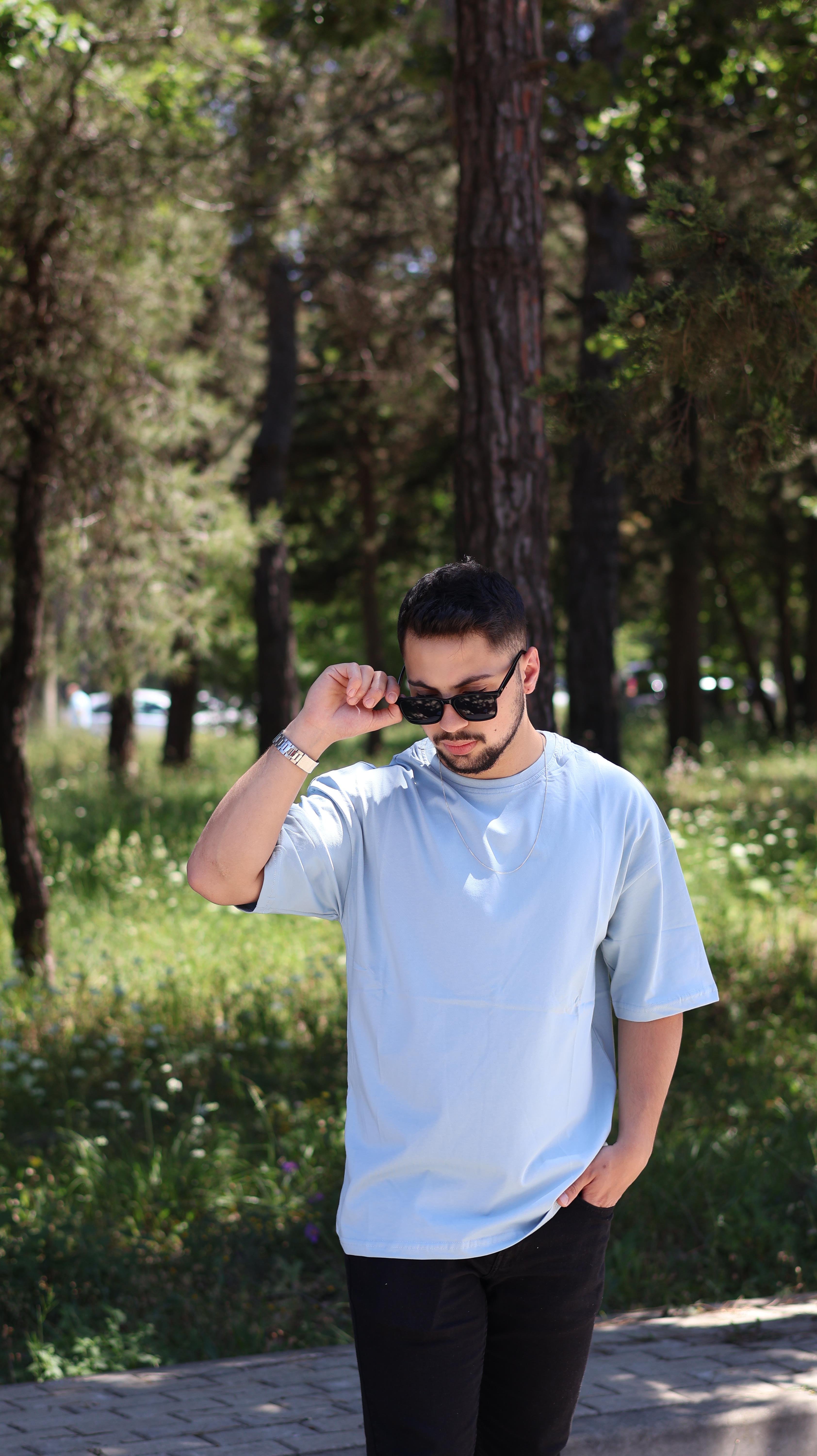 %100 Pamuk Buzmavisi Oversize T-shirt