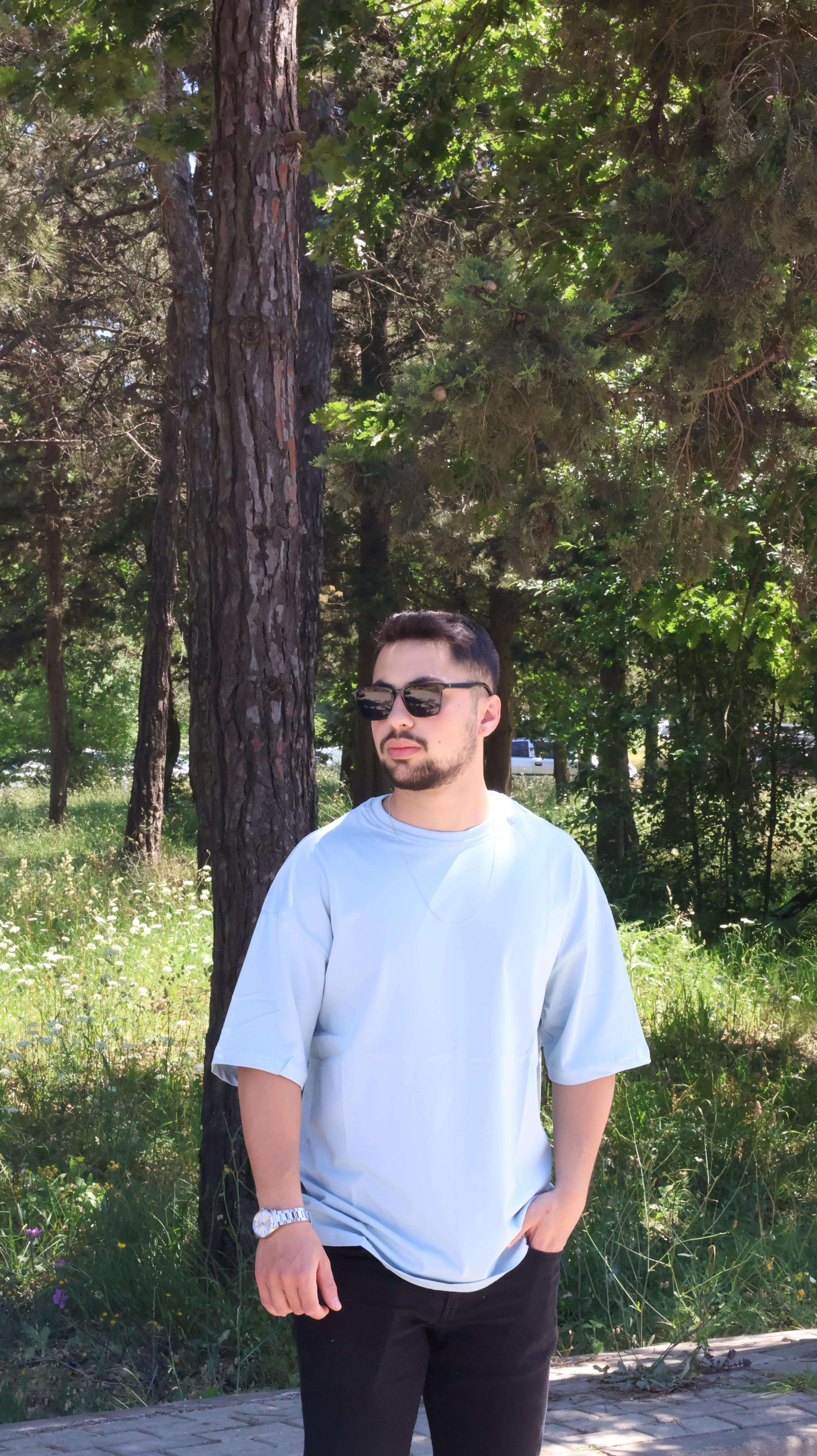 %100 Pamuk Buzmavisi Oversize T-shirt