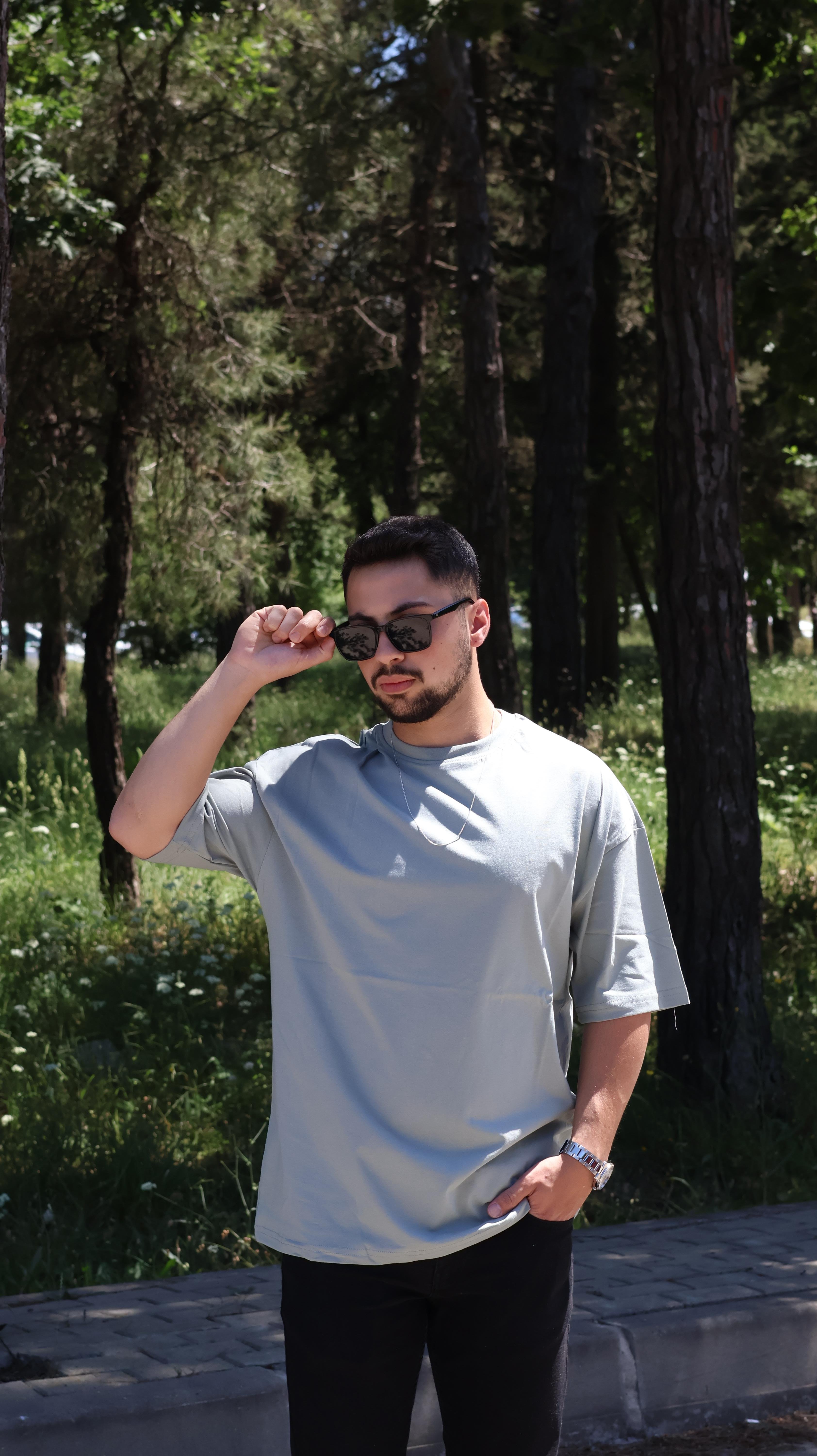 %100 Pamuk Petrol Oversize T-shirt