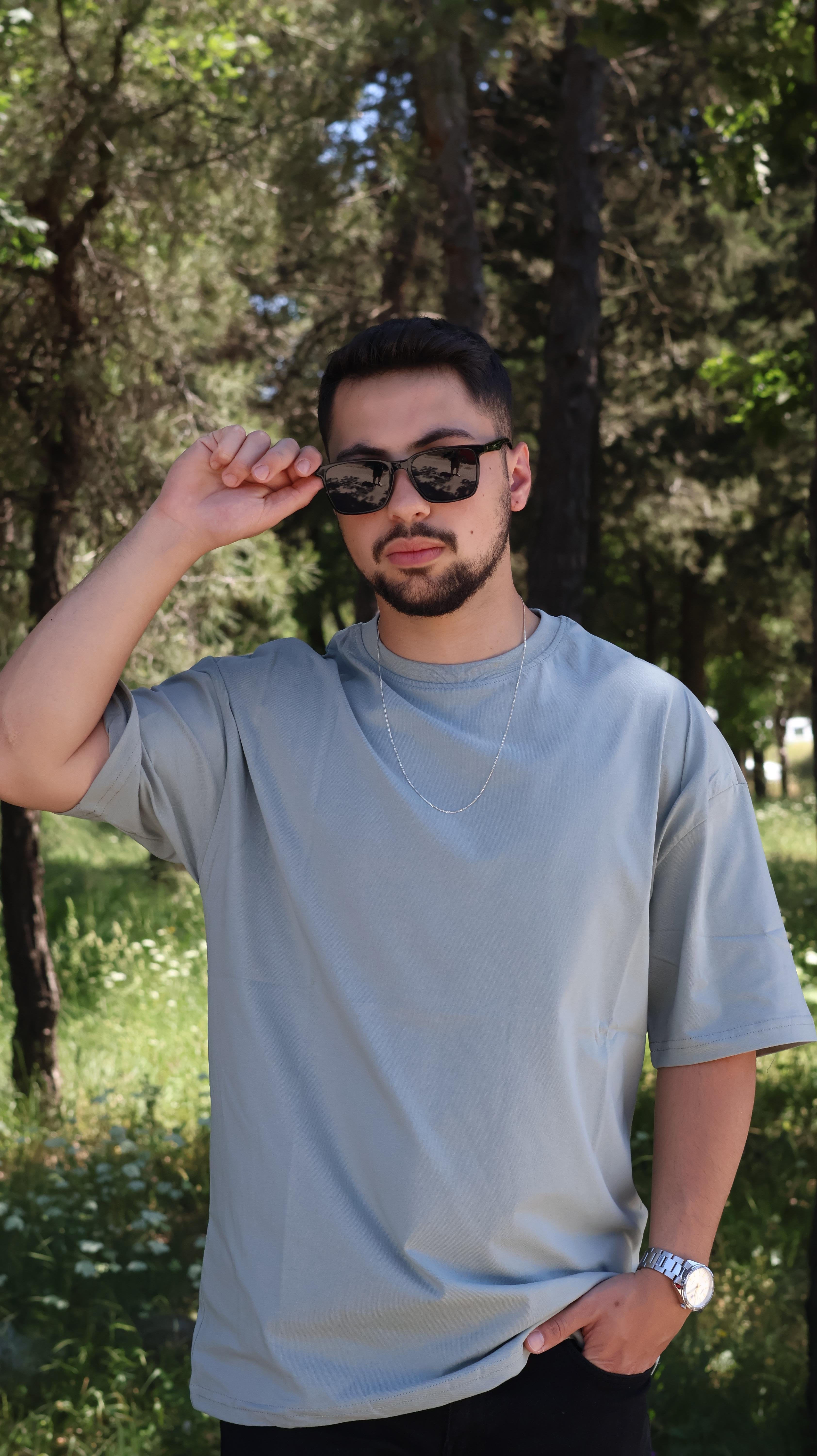 %100 Pamuk Petrol Oversize T-shirt