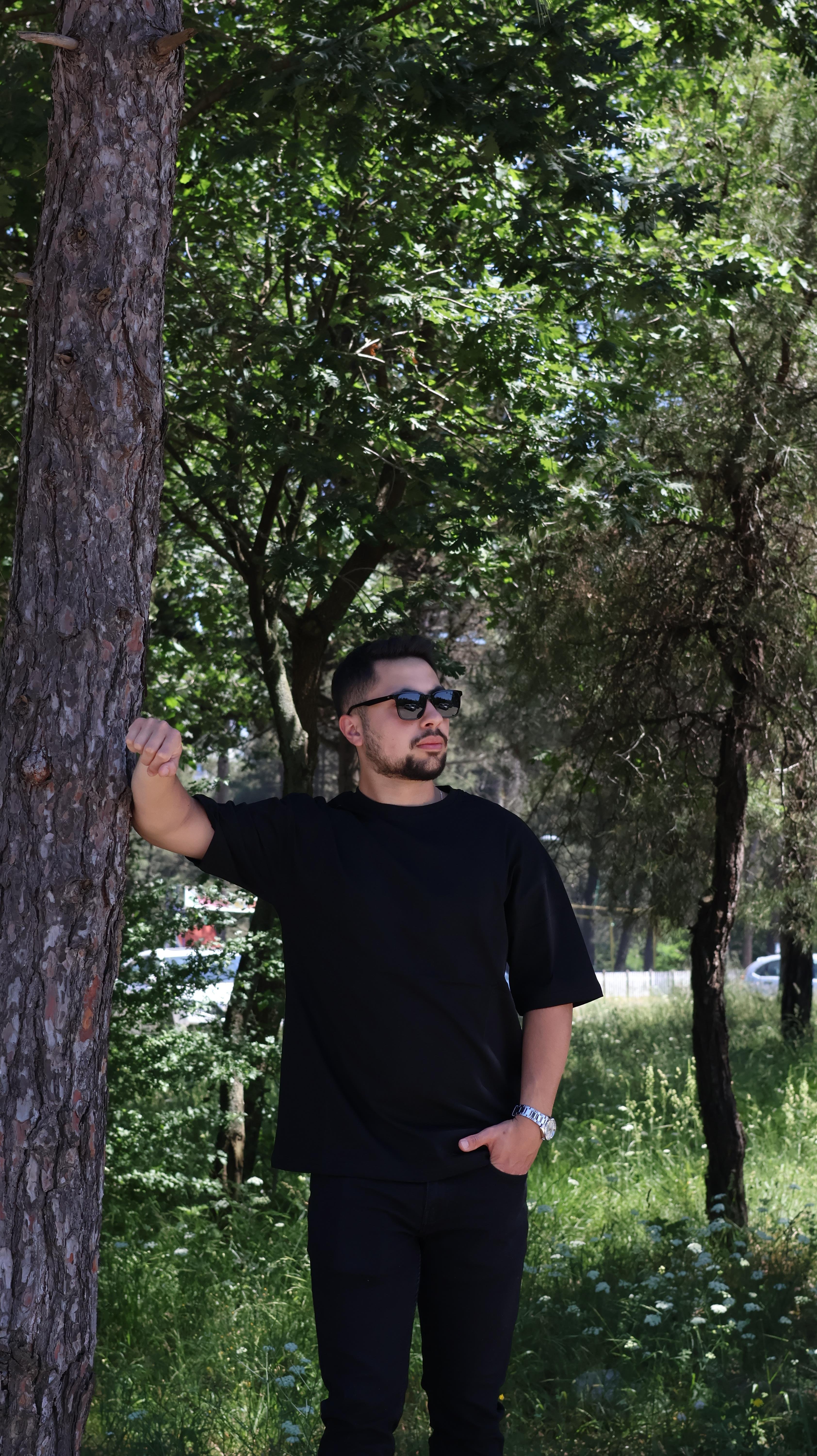 %100 Pamuk Siyah Oversize T-shirt