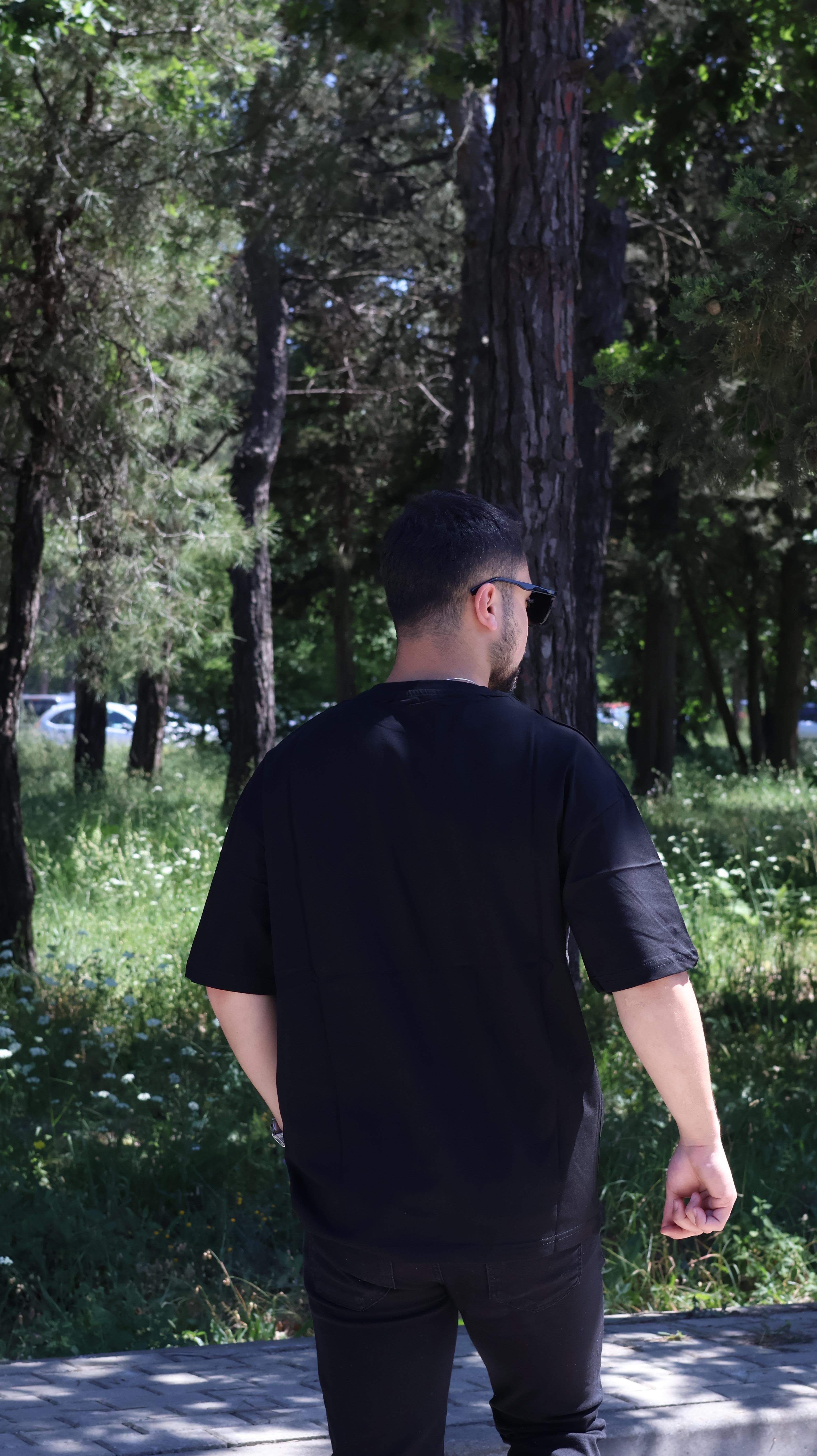 %100 Pamuk Siyah Oversize T-shirt