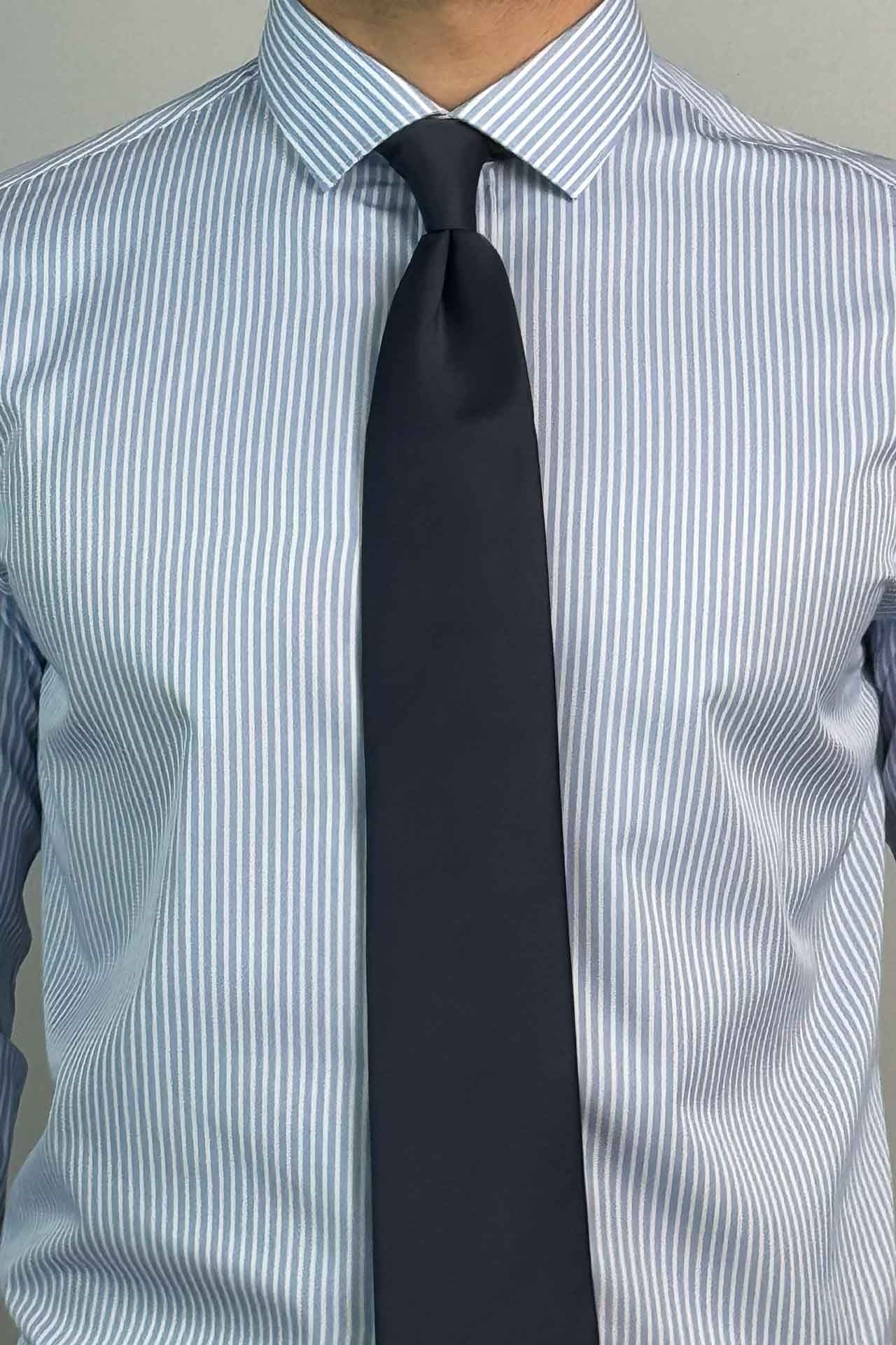 1001 Slim Fit Oxford Çizigili Gömlek Bebe Mavisi
