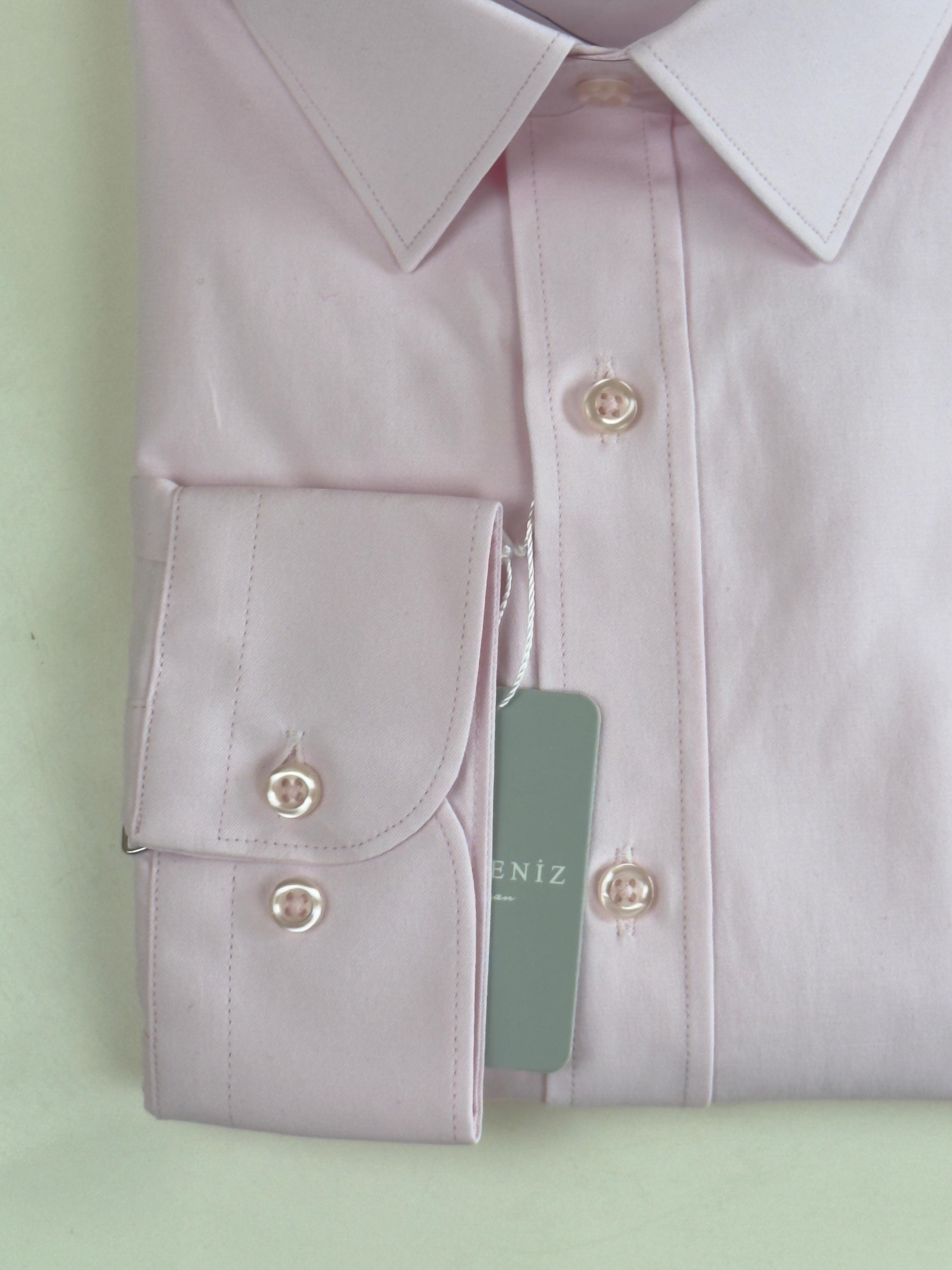 1008 Slim Fit Clasic Koton Gömlek Pembe