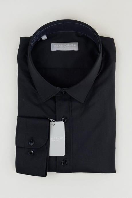 1008 Slim Fit Clasic Koton Gömlek Siyah