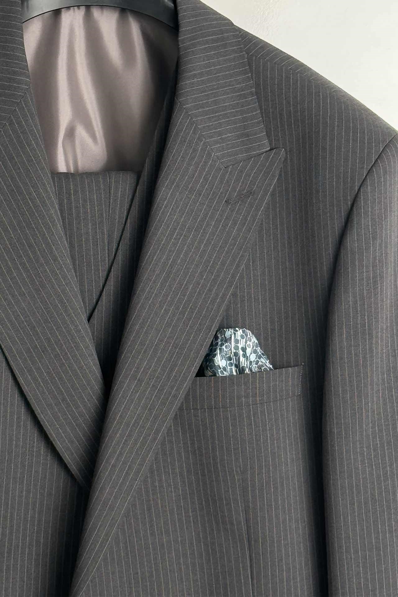 3110 Çizgili Yelekli Slimfit Takım Elbise Gri