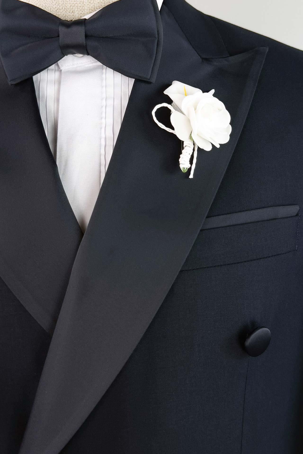 3120 Kruvaze Saten Çıkma Yaka Damatlık T.Elb Lacivert